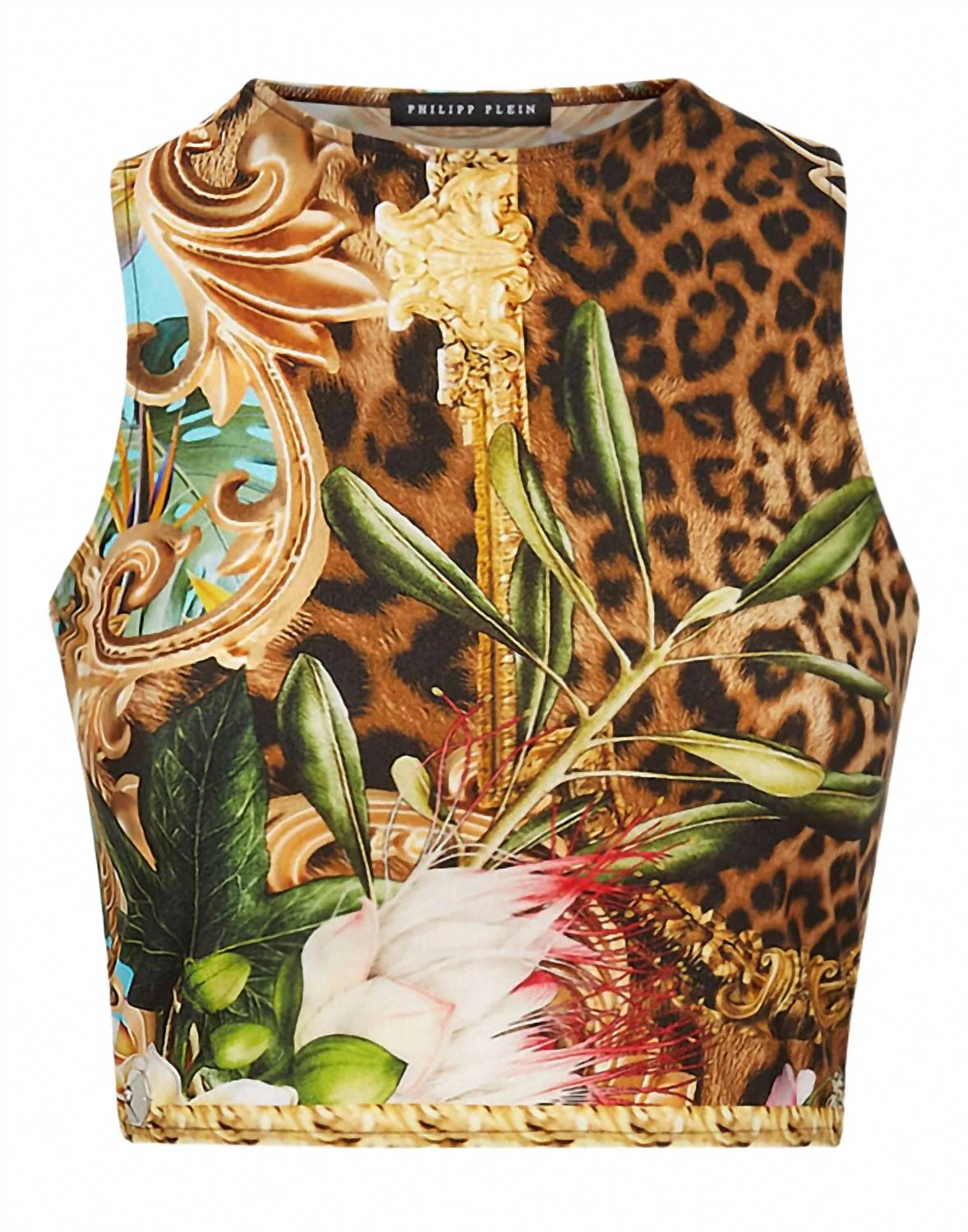 Baroque Flowers Crop Top In Multicolor - Image 4