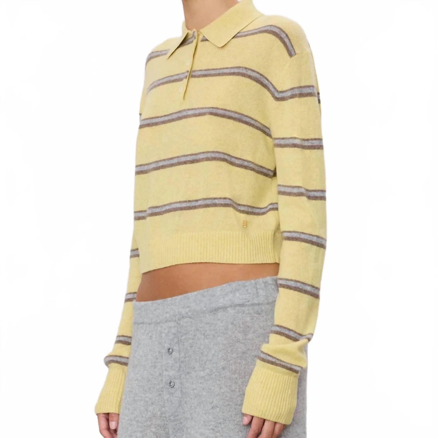 Barrett Polo Sweater In Butter Stripe - Image 3