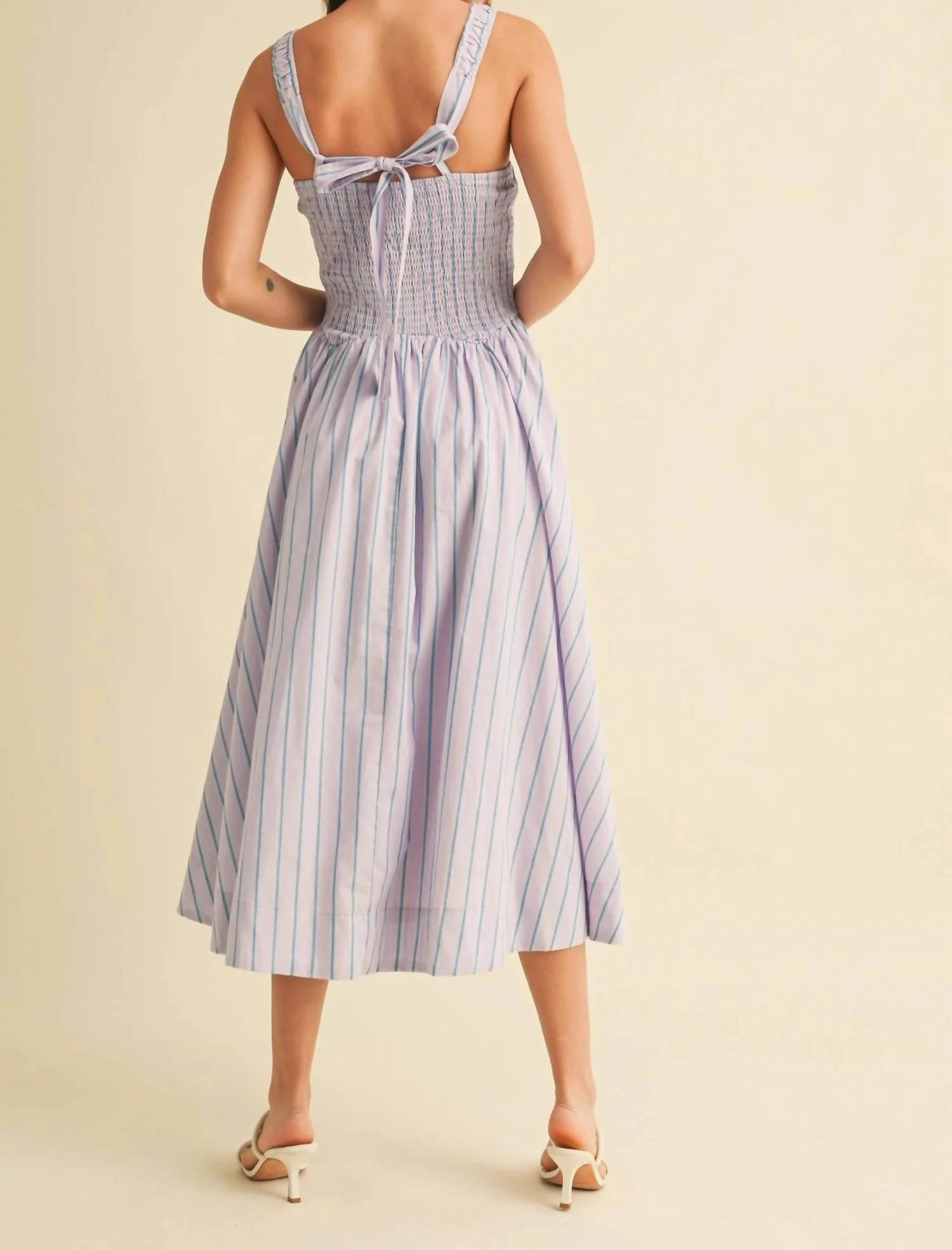 Basque Waist Midi Dress In Lilac - Image 2