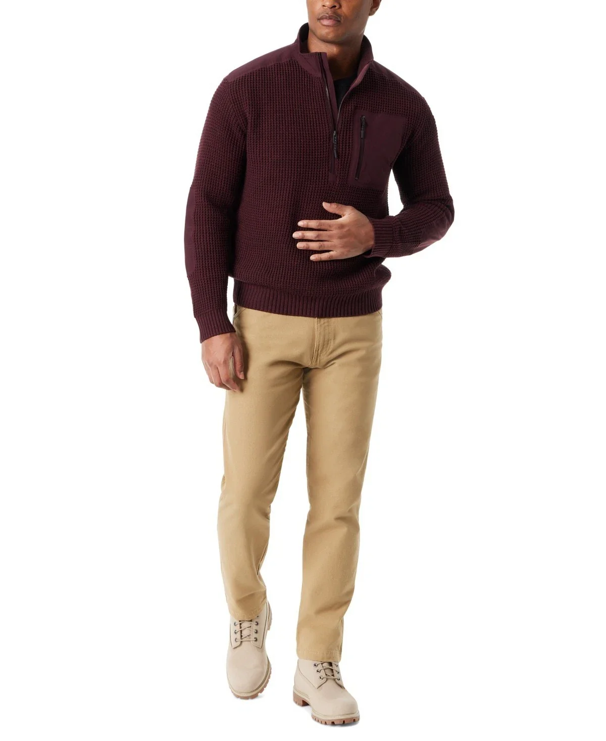 Bass Outdoor Sweater Men's Purple Long Sleeve 1/4 Zip Pullover KFC434 - Image 2