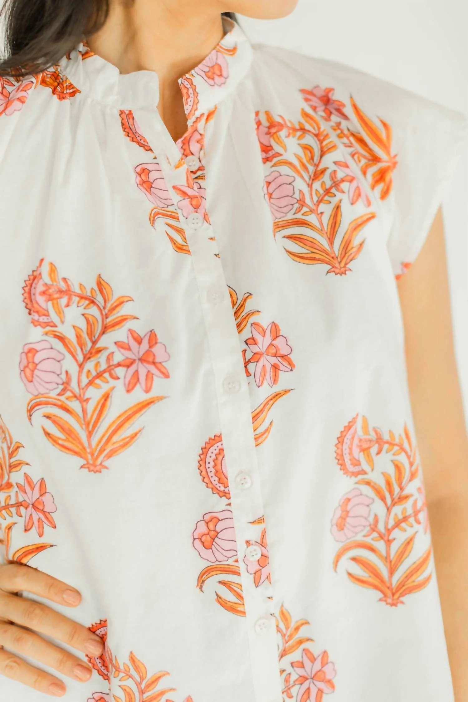 Bays Button Front Blouse In Emberglow - Image 2