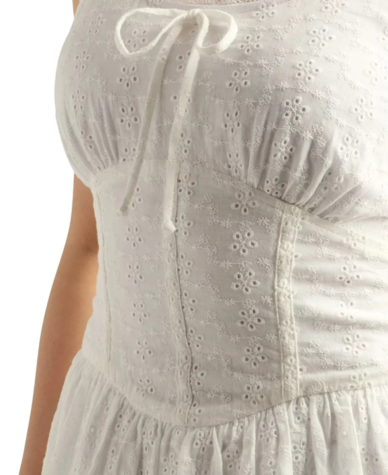 Bcx Tank Dress Women's Off White Eyelet Embroidered Scoop Neck Party PAL178 - Image 3