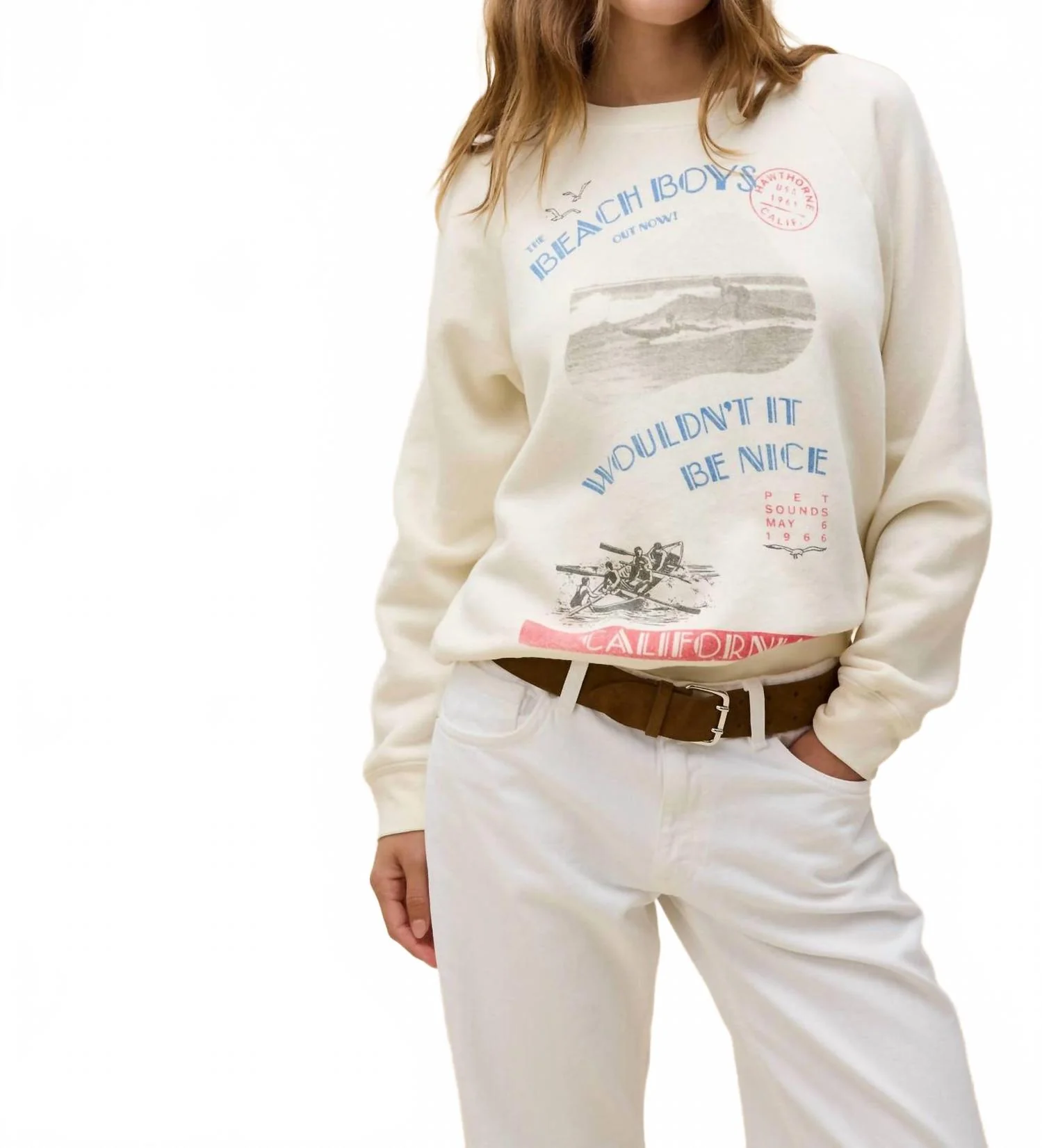 Beach Boys Wouldn't It Be Nice Vintage Raglan Sweatshirt In Stone - Image 3