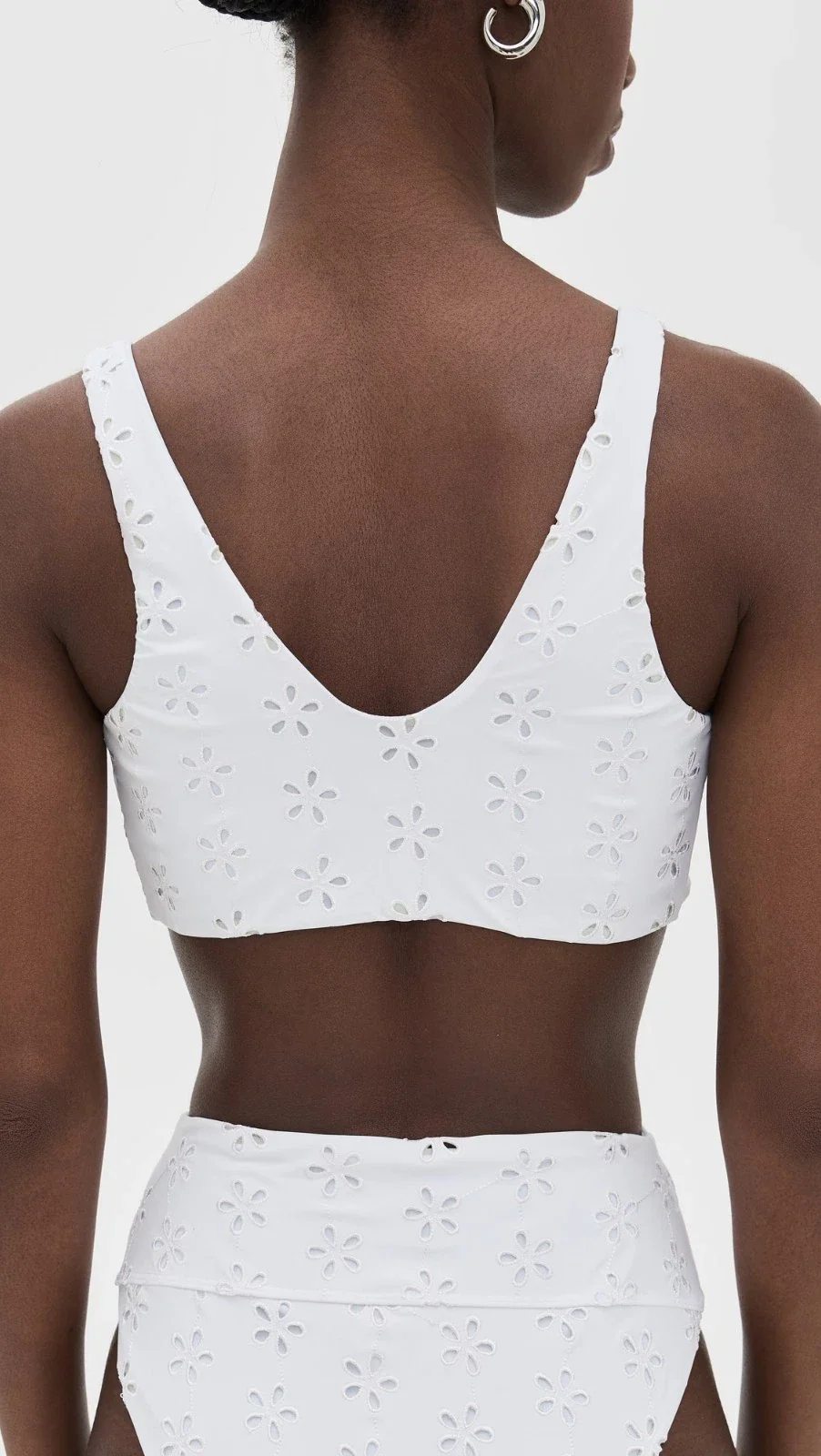 Beach Riot Dallas Bikini Top Womens White Magenta Eyelet Tie Front GBO 96 - Image 2