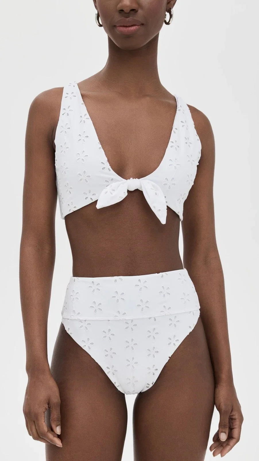 Beach Riot Dallas Bikini Top Womens White Magenta Eyelet Tie Front GBO 96 - Image 4