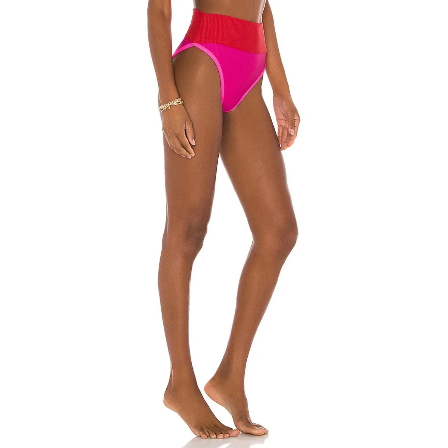 Beach Riot Emmy Bikini Bottom Women's Pink Stretch High-Waisted JZZ974 - Image 2
