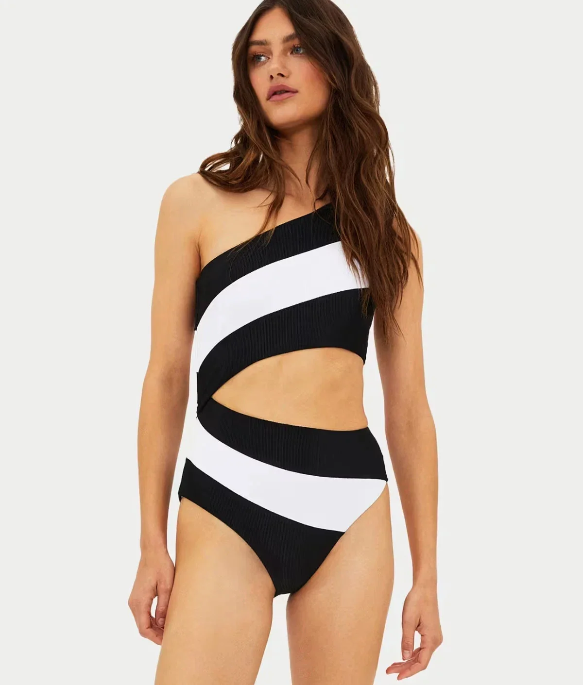 Beach Riot Joyce Swimsuits Women's Black White Stretch One Piece DDR2511 - Image 3