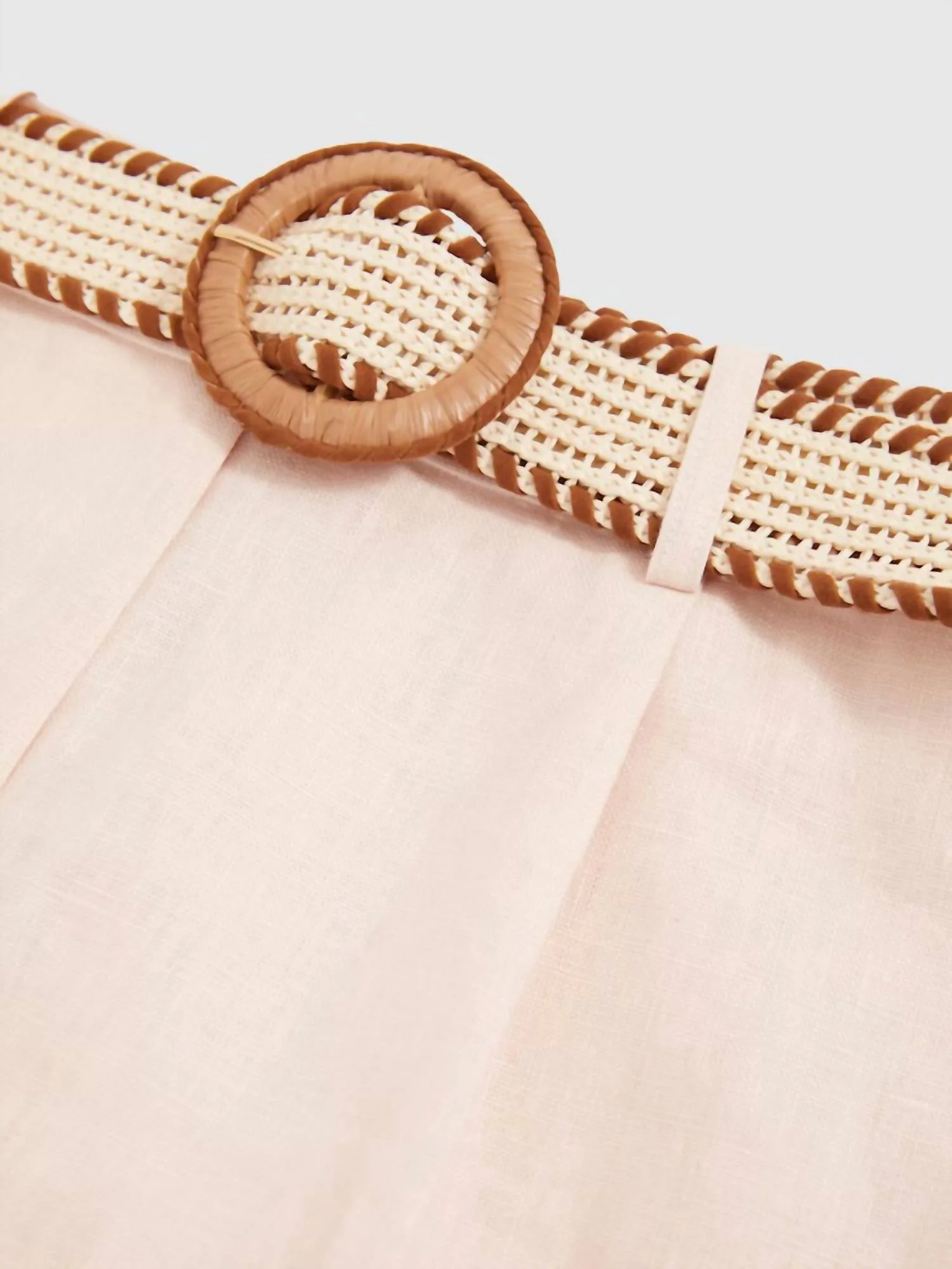 Beau Belted Linen Shorts In Pink - Image 5