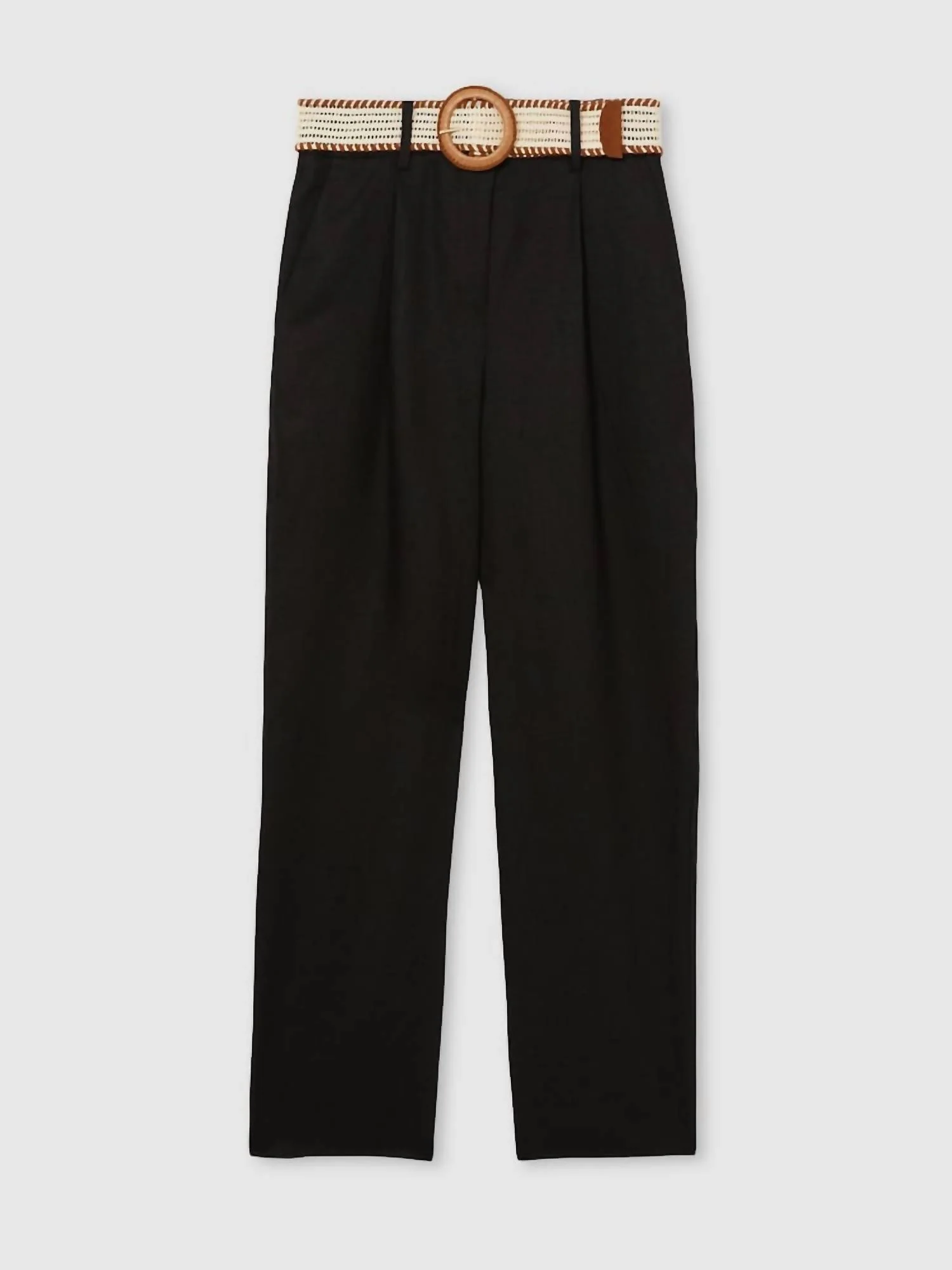 Beau Belted Tapered Trousers In Black - Image 3