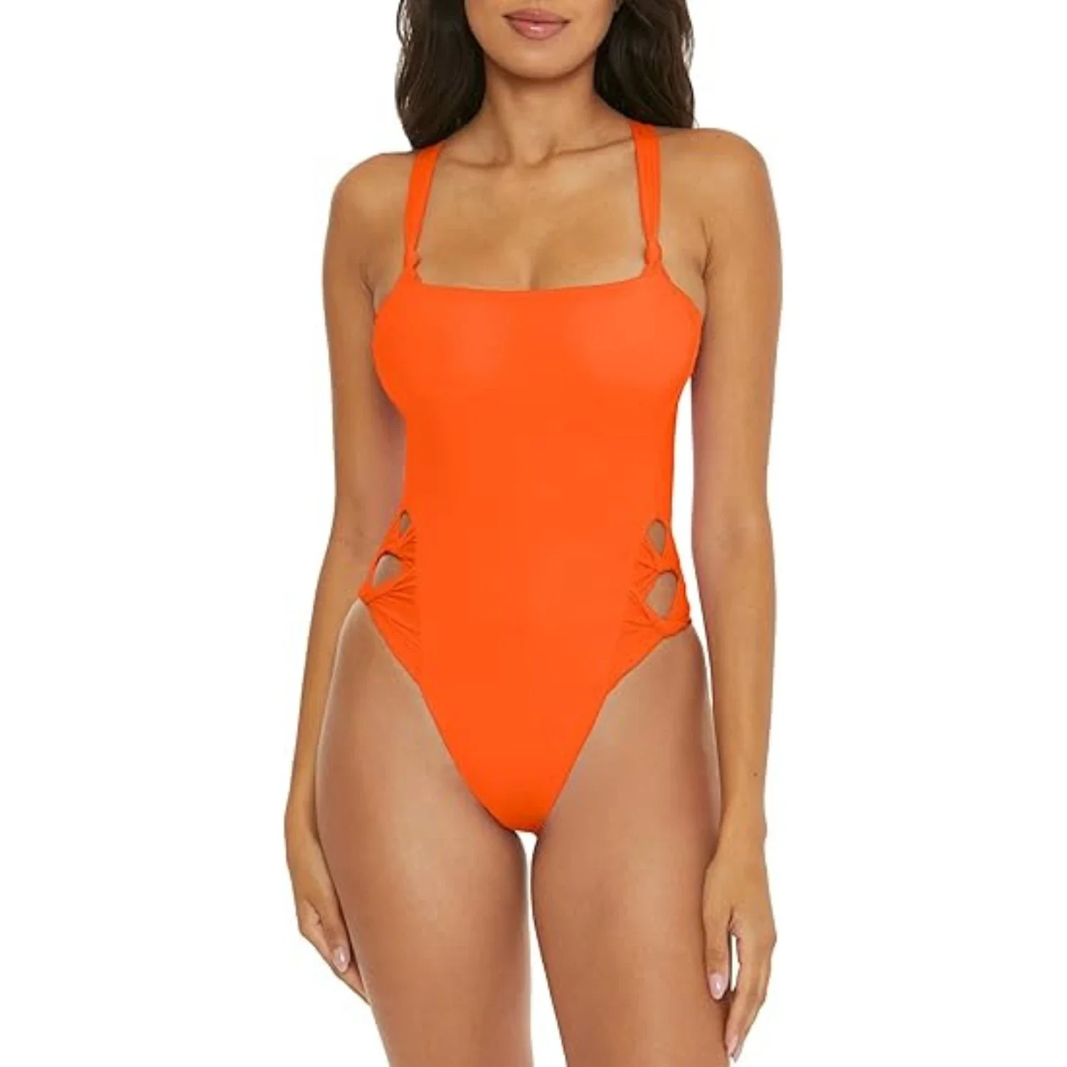 Becca Baja Mar Swimsuit Women's Orange Cutout One-Piece Swimwear GBO2215 - Image 4