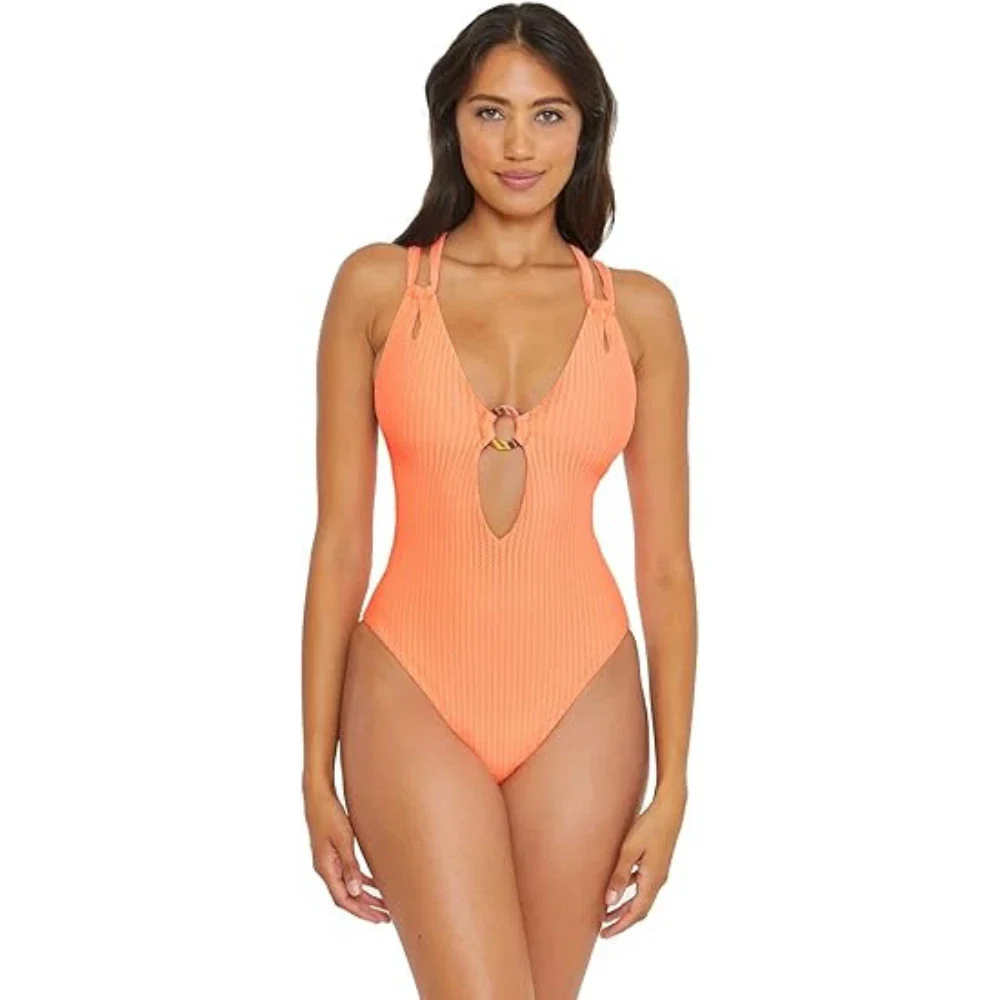 BECCA by Rebecca Virtue Line in The Sand Swimsuit Women's Orange GBO2198