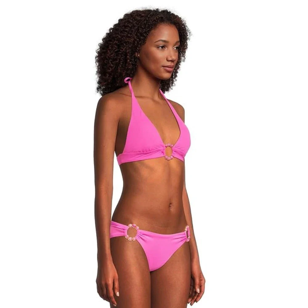 Becca Marble Canyon Bikini Top Women's Pink Stretch Mira Halter JZZ733 - Image 3