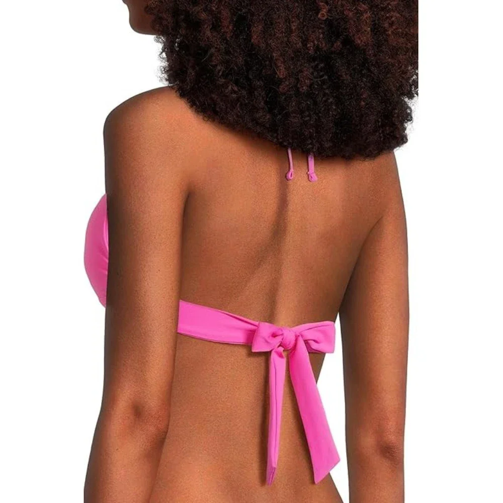 Becca Marble Canyon Bikini Top Women's Pink Stretch Mira Halter JZZ733 - Image 5