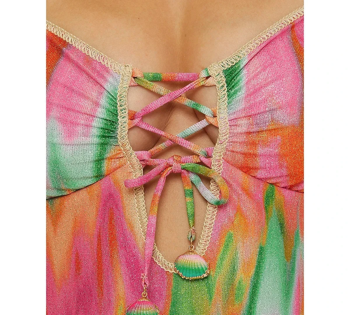 BECCA Mirage Kylam Swimsuit Womens Multicolor Tie-Dye Bandeau One Piece JZZ747 - Image 4