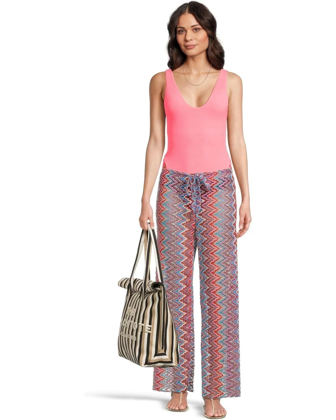 BECCA Modern Edge Rib Sophie Swimsuit Women's Coral Reef Tie Side DDR2807 - Image 5