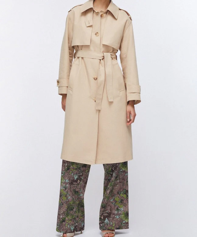 Beige Cotton Gabardine Trench Coat - Image 2