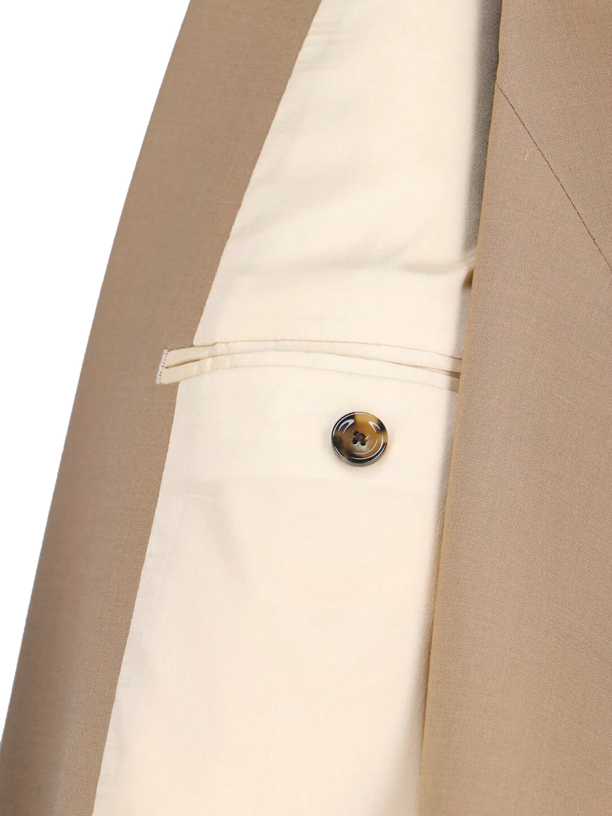 Beige Double-Breasted Wool Blend Blazer - Image 5
