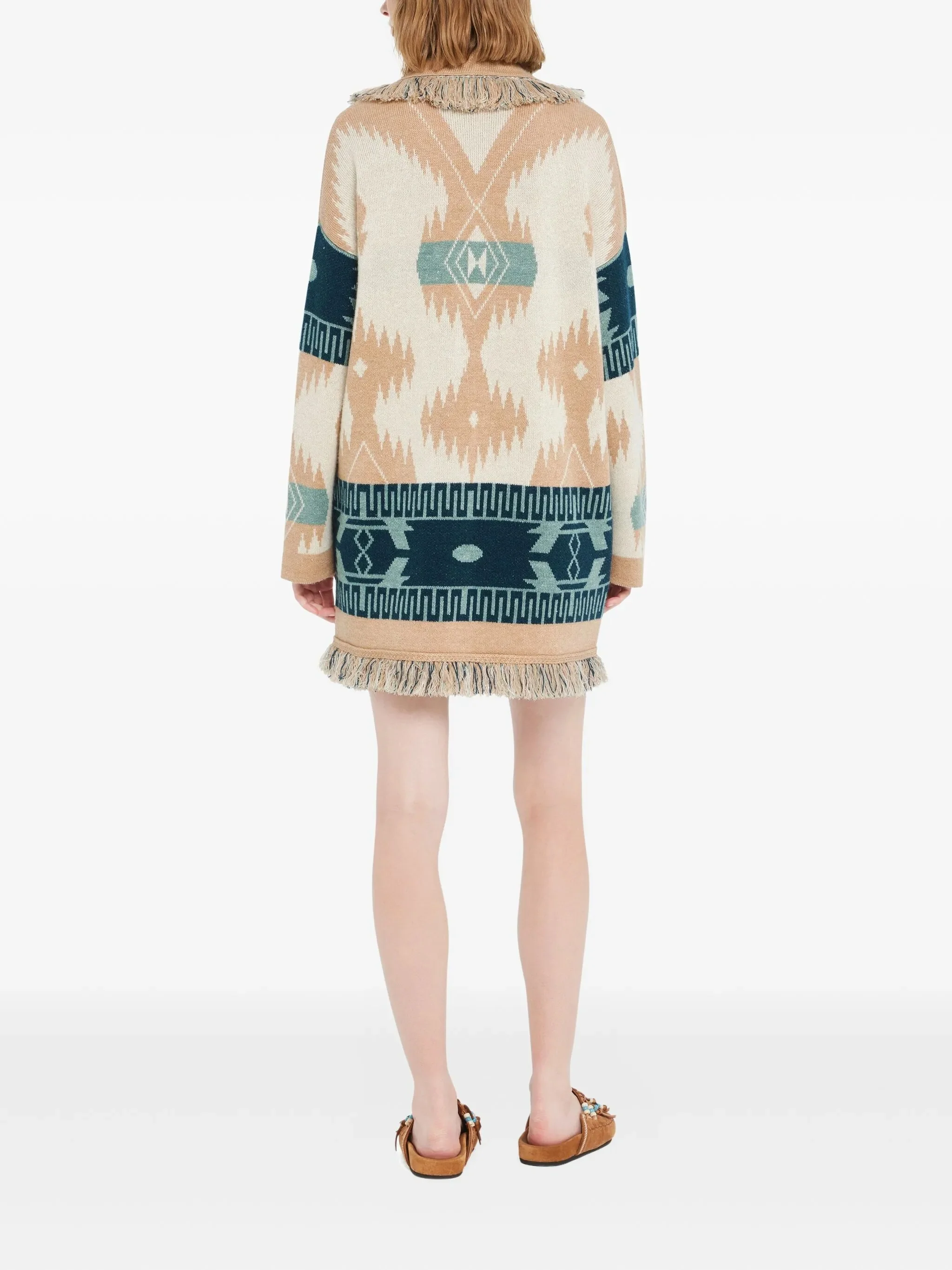Beige Icon Jacquard Cashmere Cardigan - Image 4