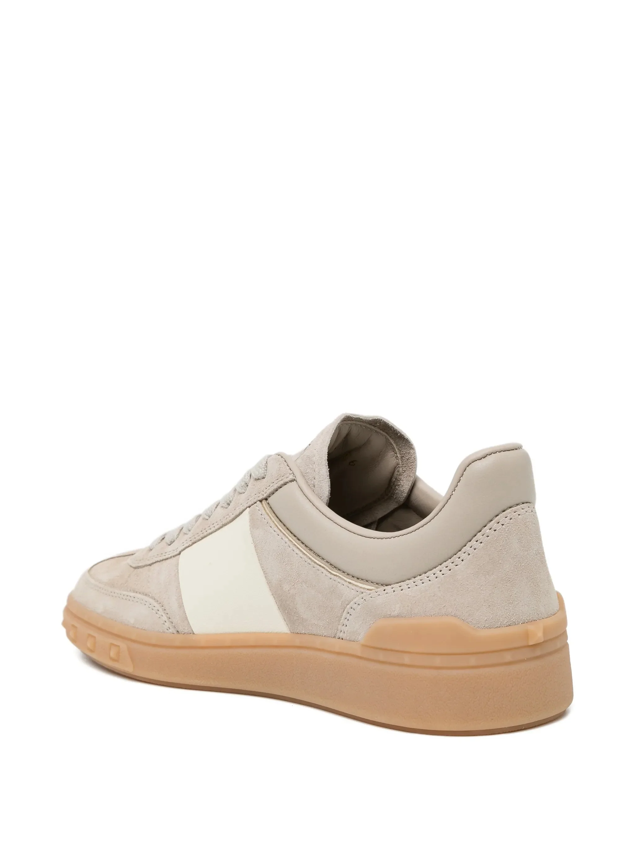 Beige Low-Top Suede Mixed-Material Sneakers - Image 3