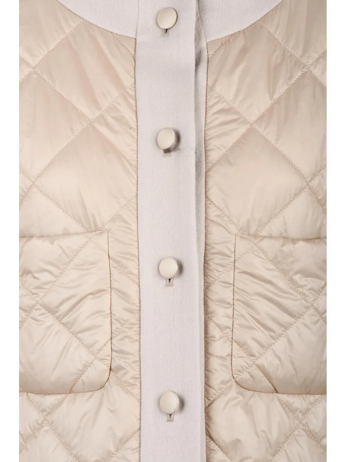 Beige Padded Wool Blend Zip-Up Coat - Image 3