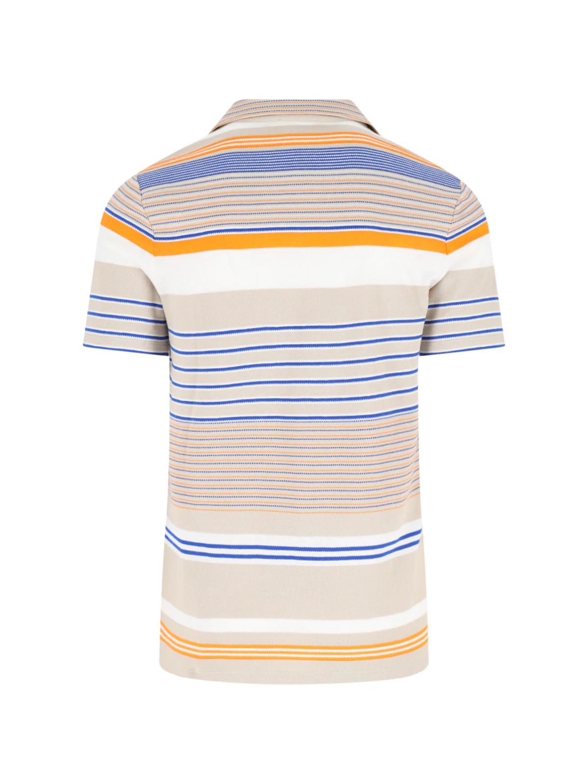 Beige Piqué Cotton Multicolor Stripe Polo - Image 2