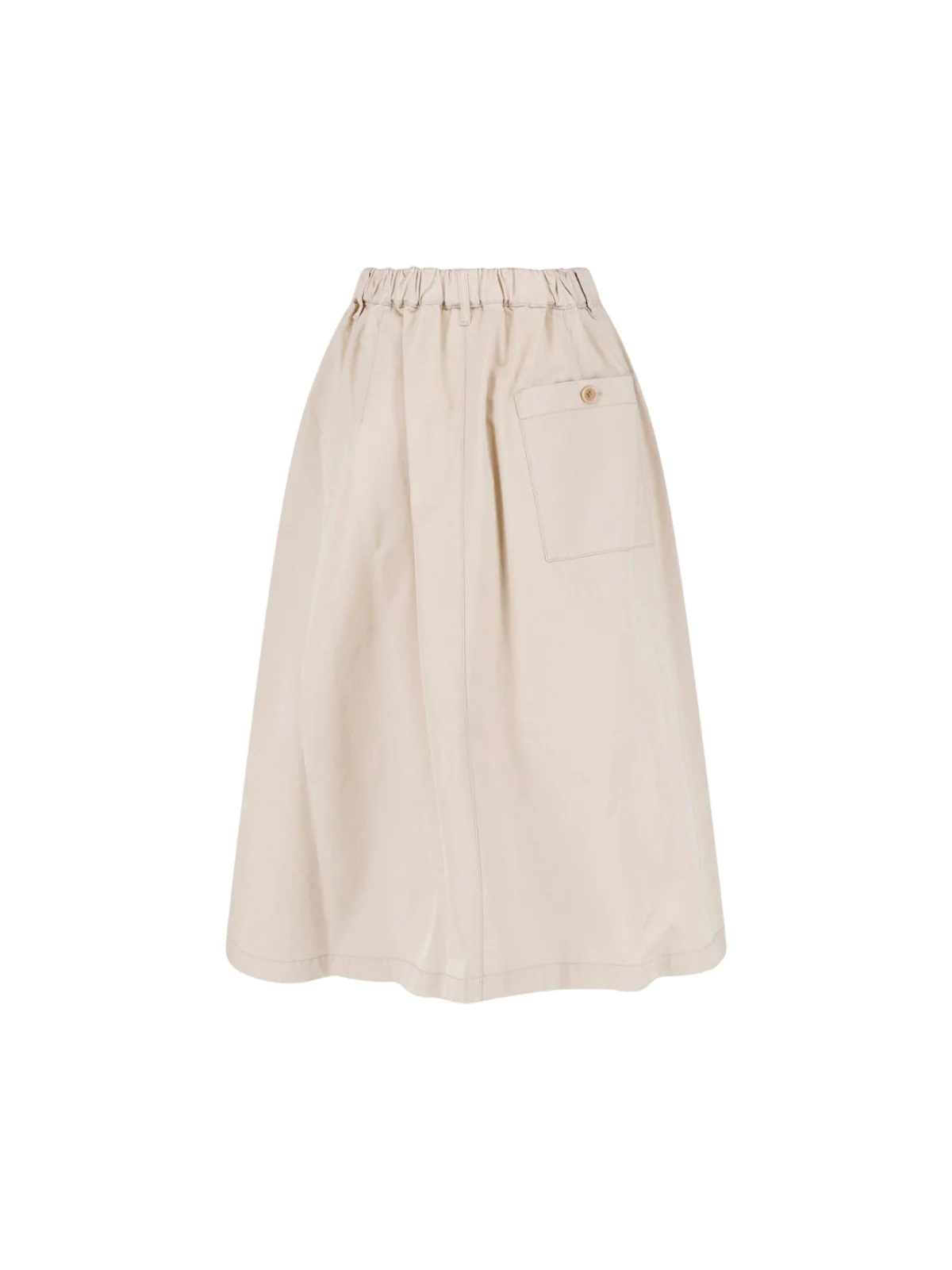 Beige Pleated Midi Cotton Skirt Skirt - Image 2