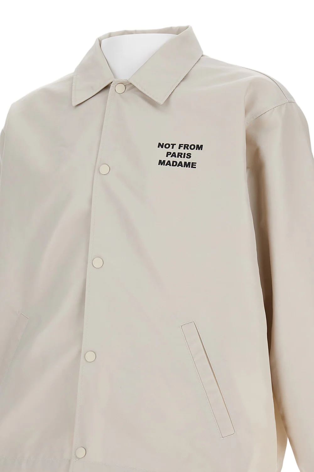 Beige Slogan Waterproof Twill Jacket - Image 3