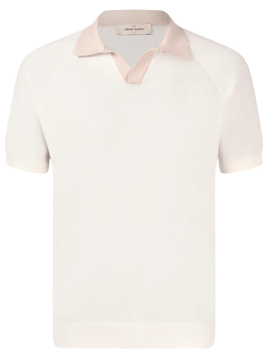 Beige V Neck Polo Shirt