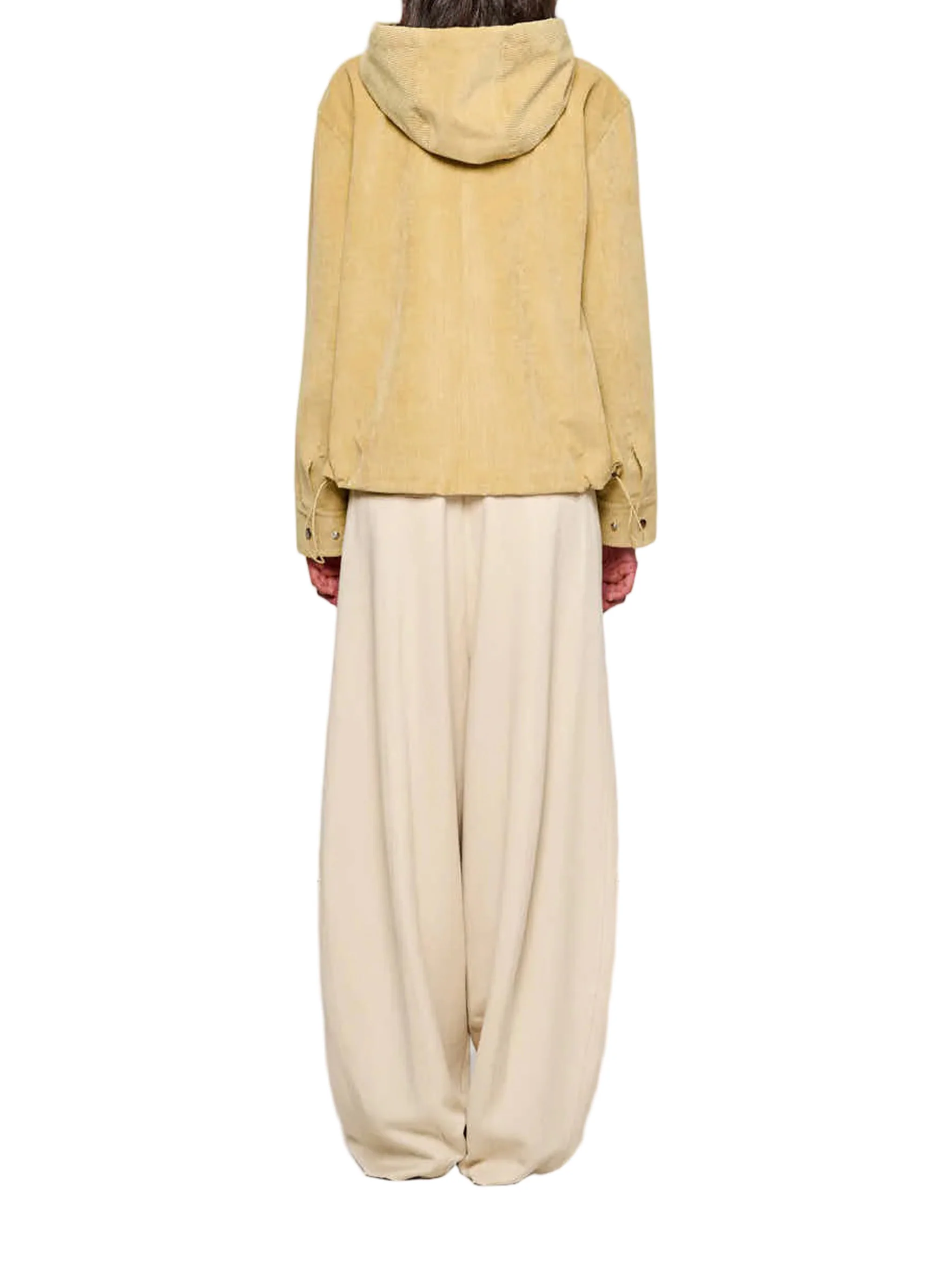 Beige Velluto Laminato Cropped Parka - Image 2