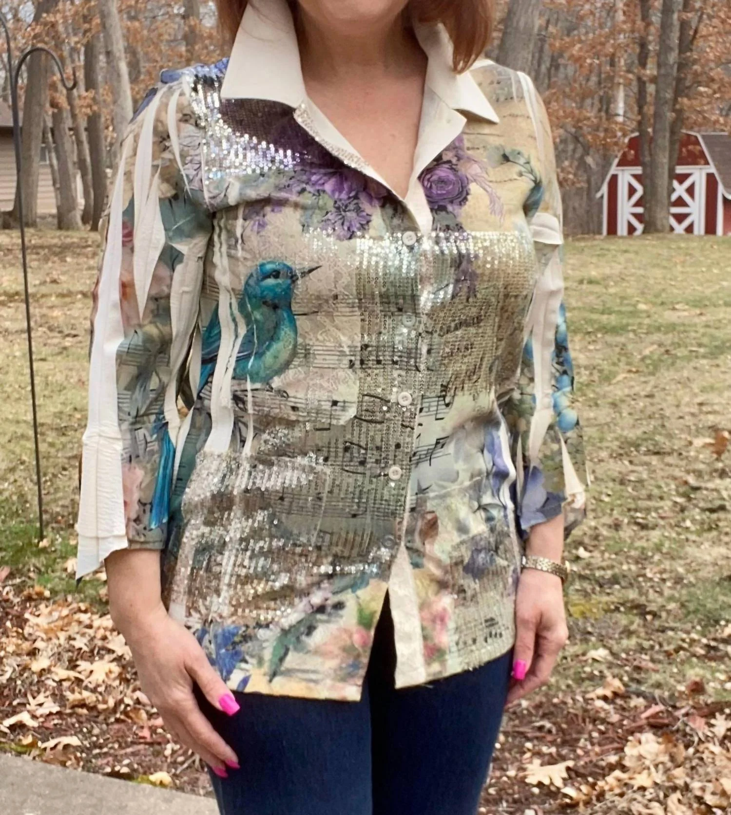 Bell Sleeve Top In Beaux Art