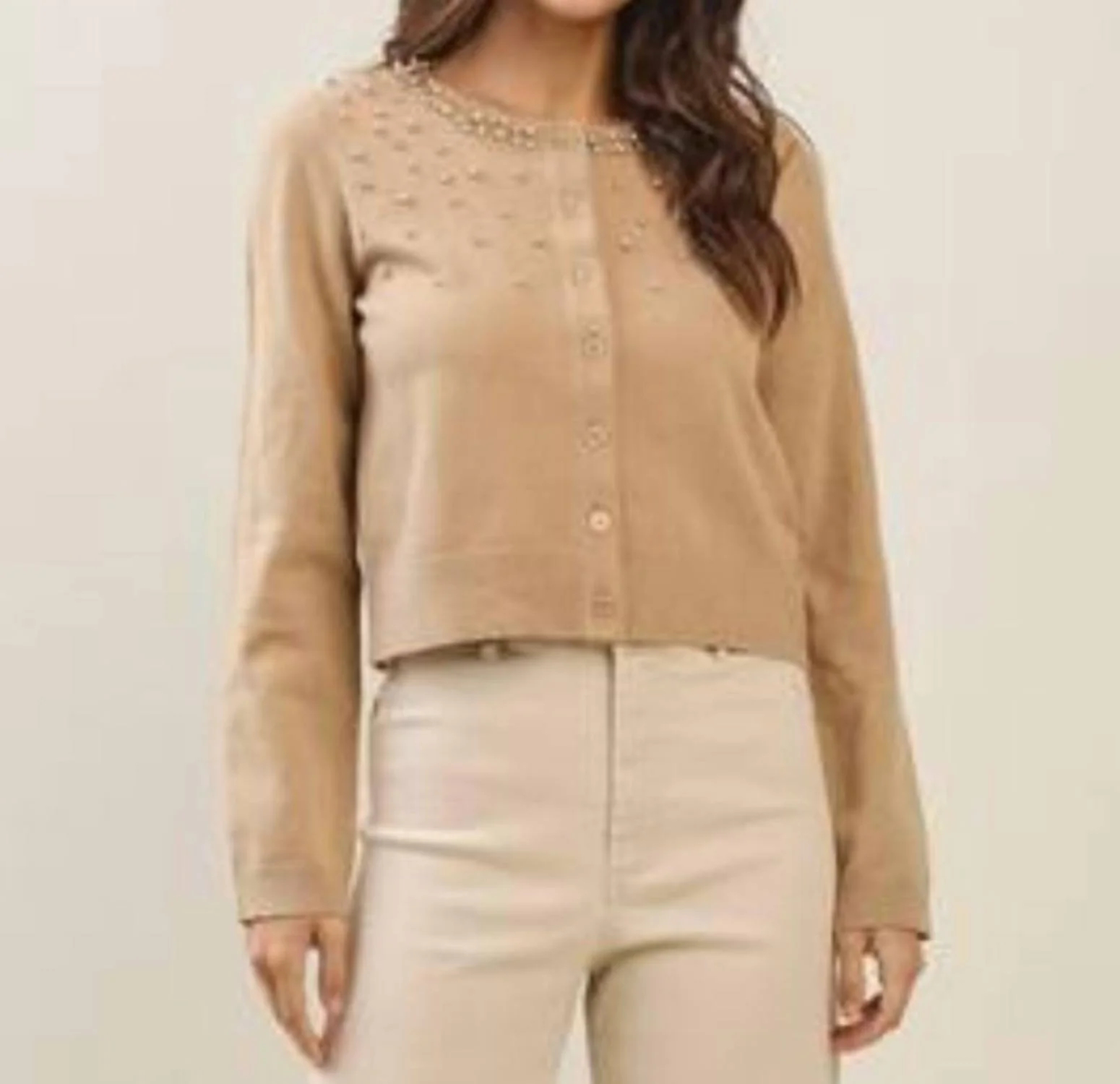 Bella Embellished Sweater In Taupe - Image 2
