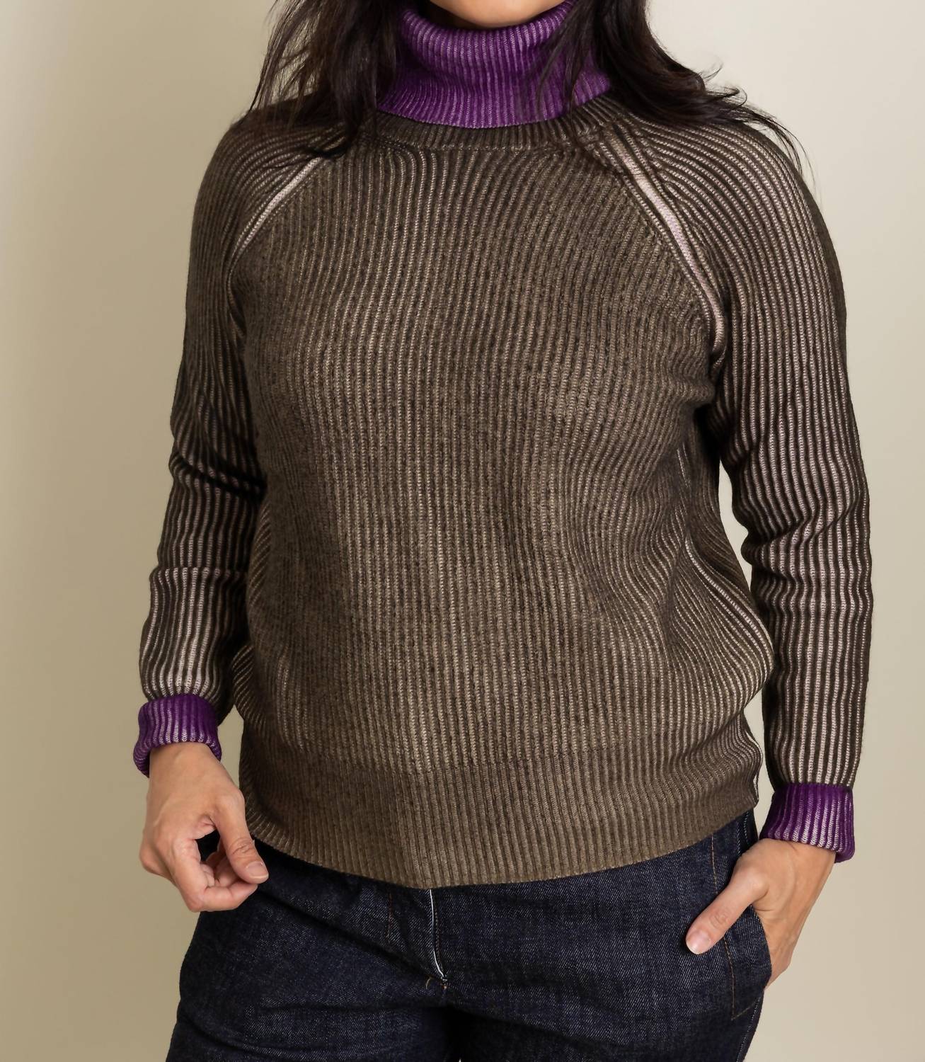 Berlin Ribbed Reversible Turtleneck Sweater In Clover