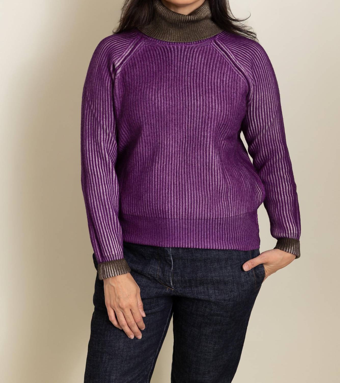 Berlin Ribbed Reversible Turtleneck Sweater In Clover - Image 2