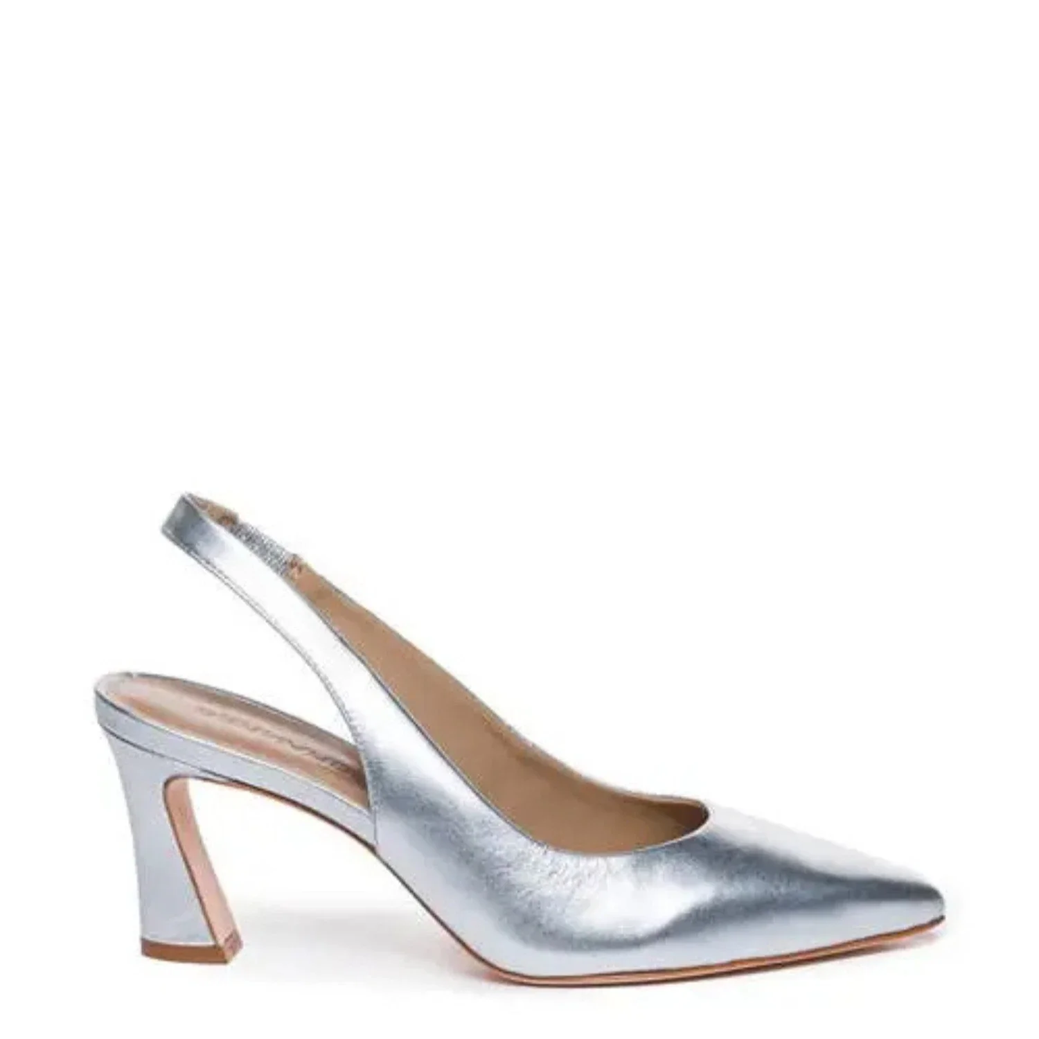 Bernardo Felicity Pump Women's Silver Leather Flare Heel Slingback HTAT1263 - Image 2