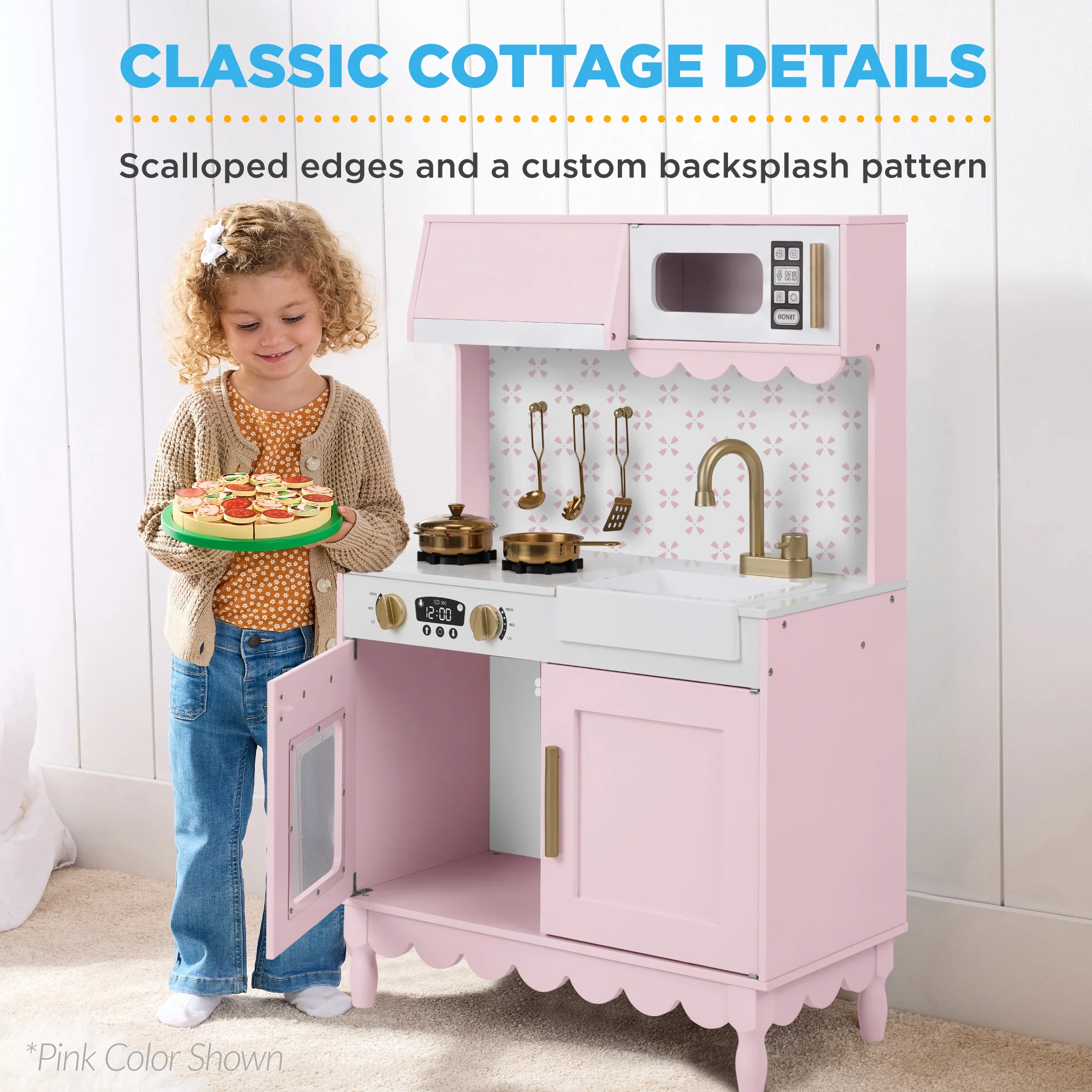 Best Choice Products Toddler Kitchen Playset - Wooden Kids Pretend Play Cooking Set with Accessories & Storage - Image 4