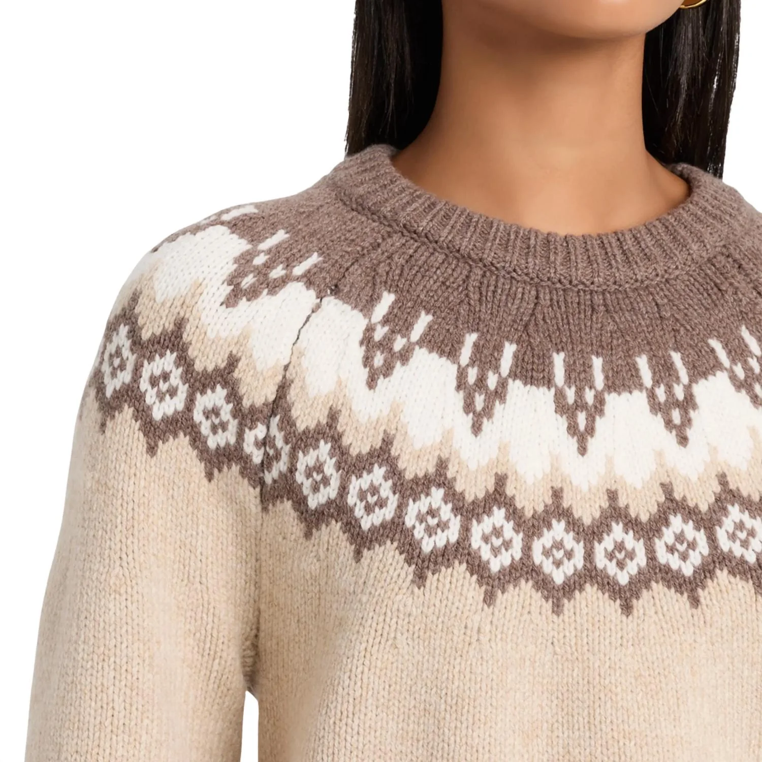 Beth Fairisle Raglan Sweater In Beige Multi - Image 4