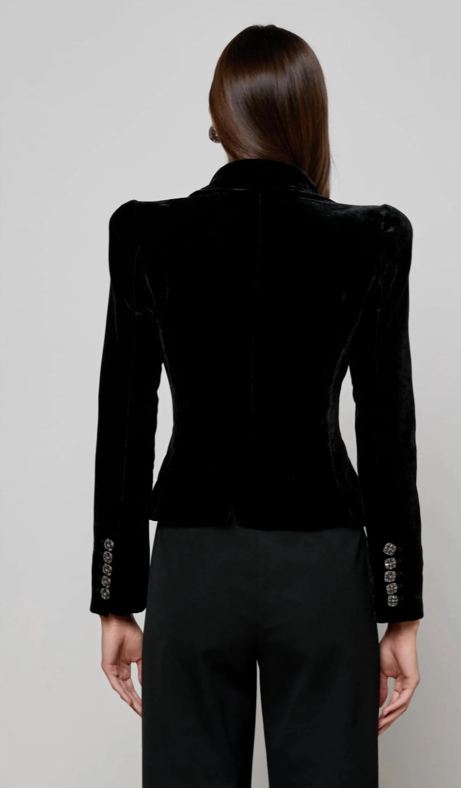 Bethany Velvet Structured Blazer In Black - Image 3