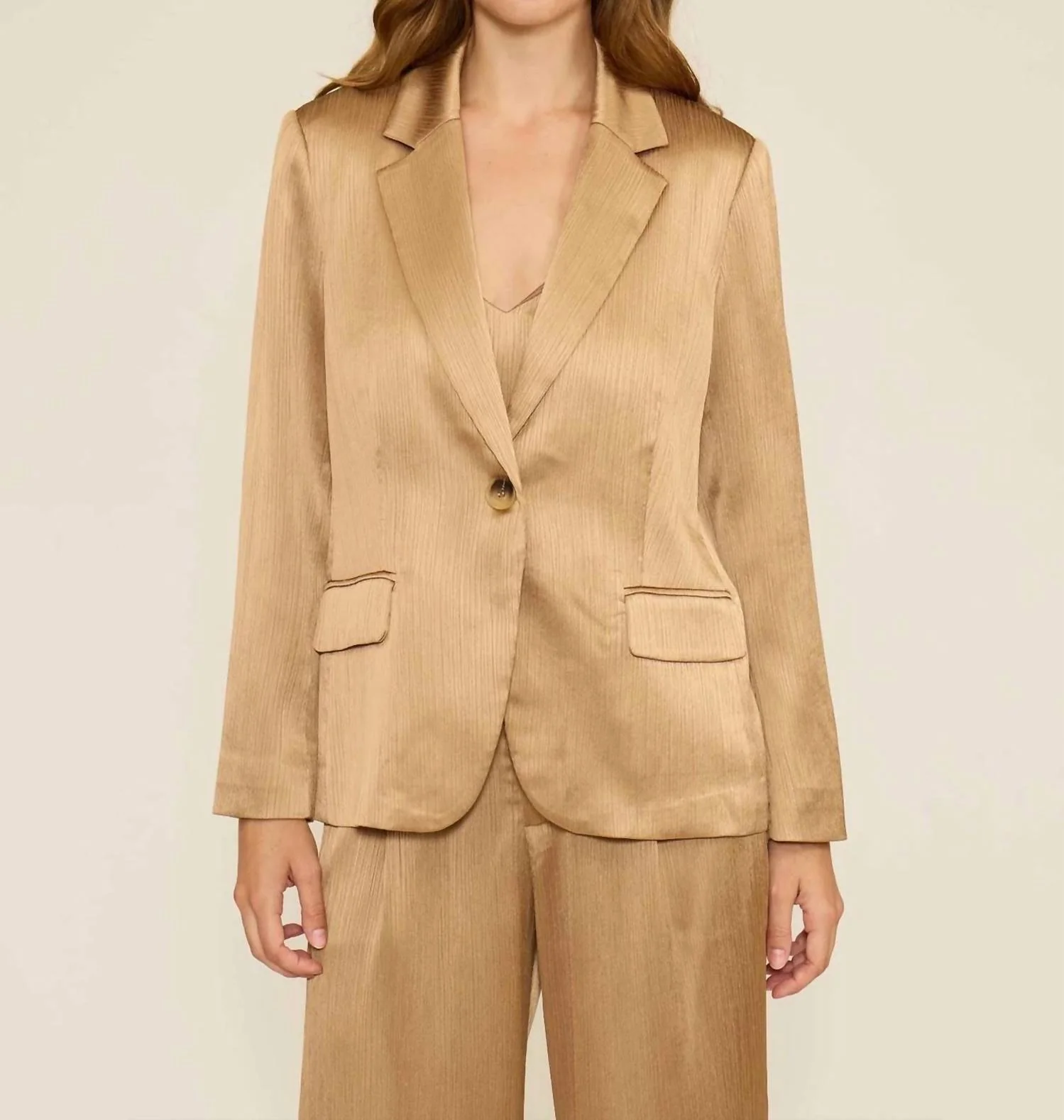 Betty Collared Blazer In Taupe