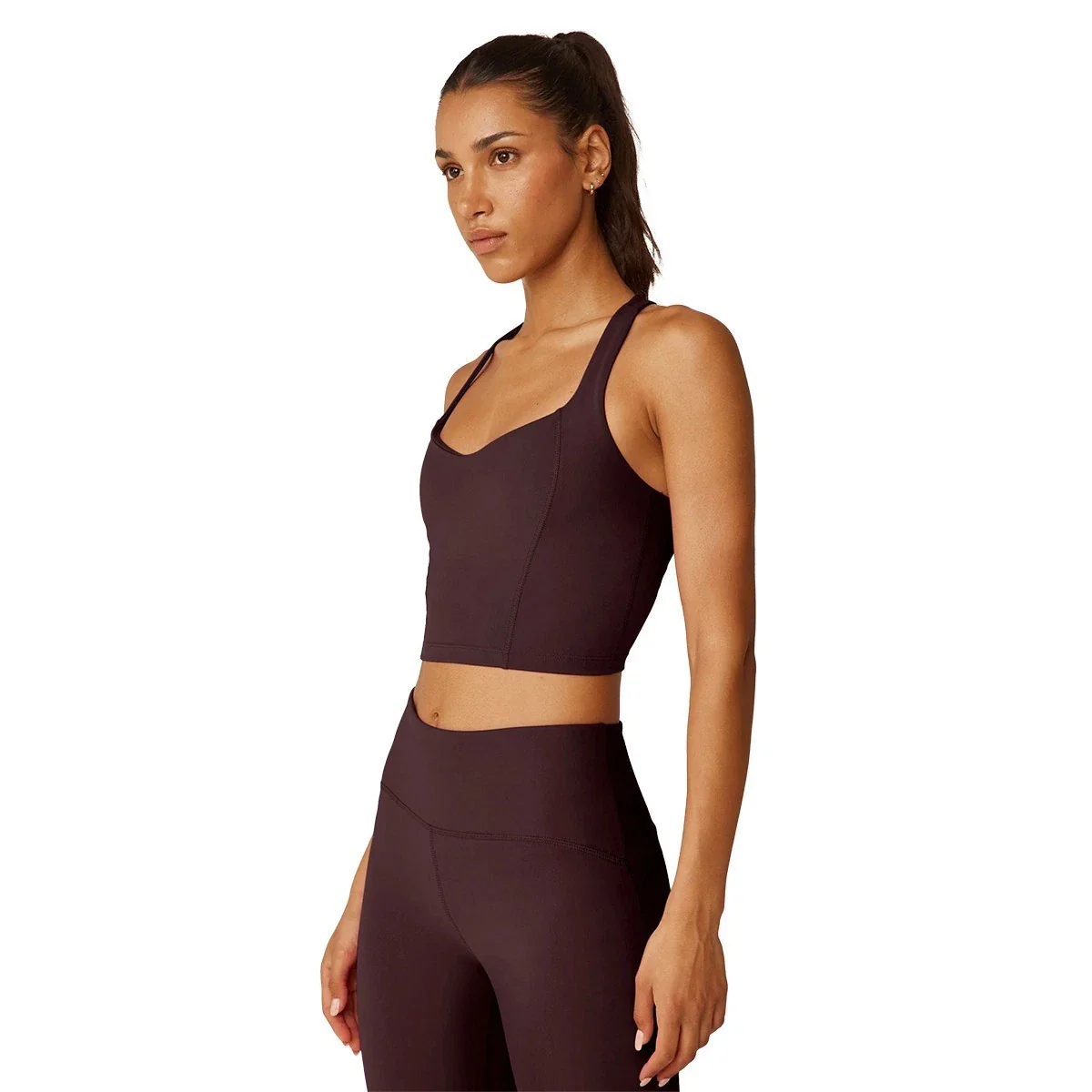 Beyond Yoga Powerbeyond Intensity Tank Top Womens Plum Racerback Cropped JDM2335 - Image 4