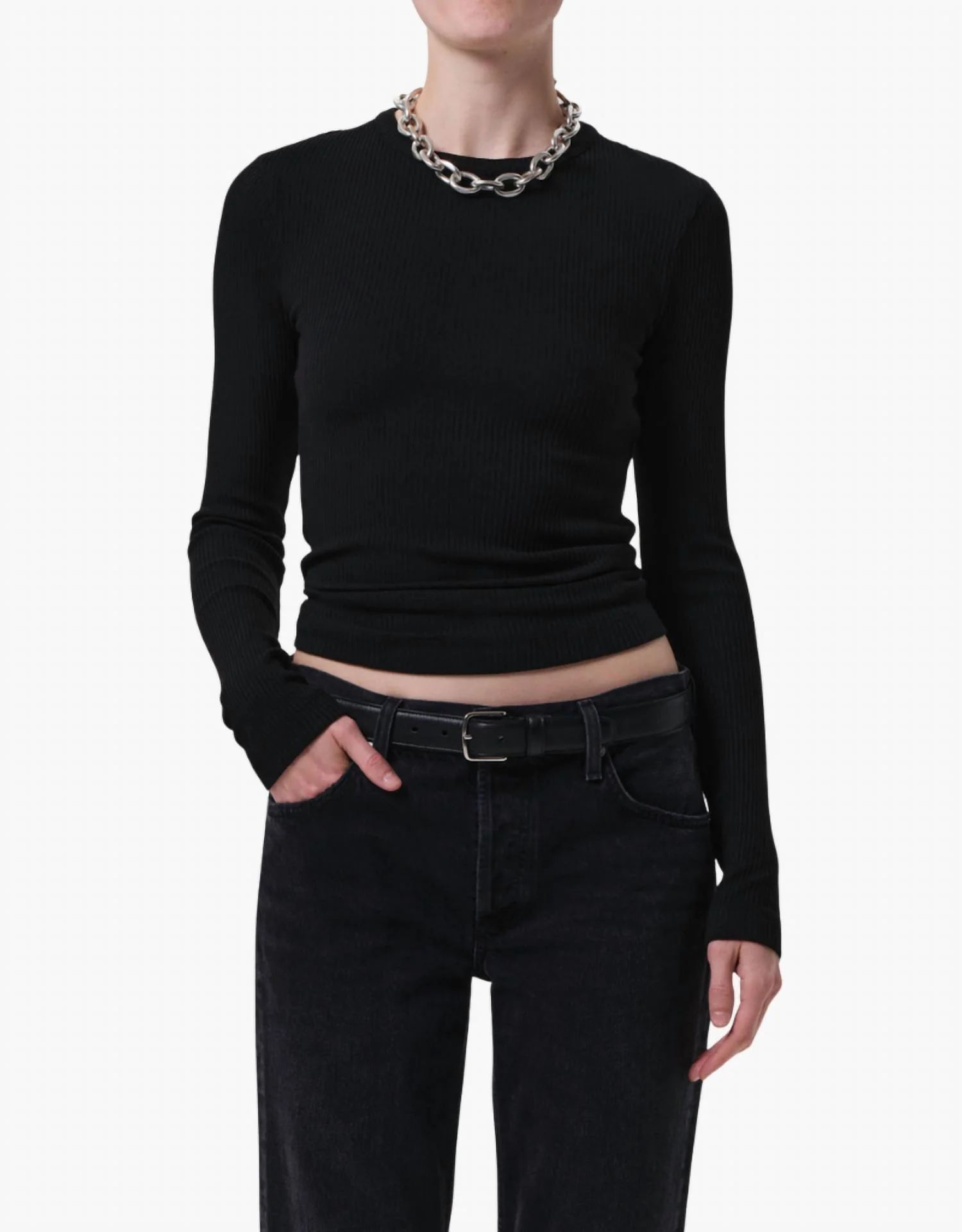 Bina Crewneck Top In Black