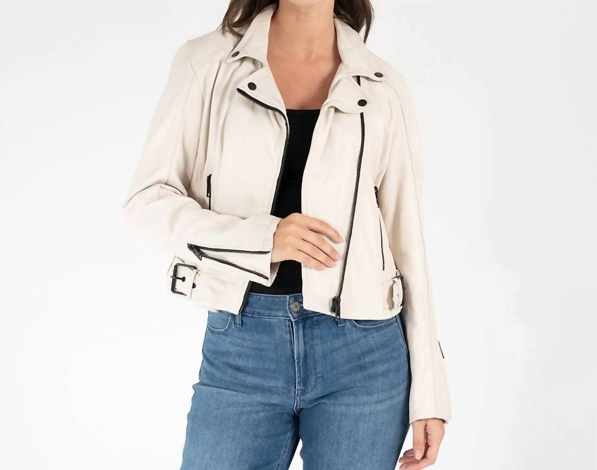 Bita Rf Leather Jacket In Off White