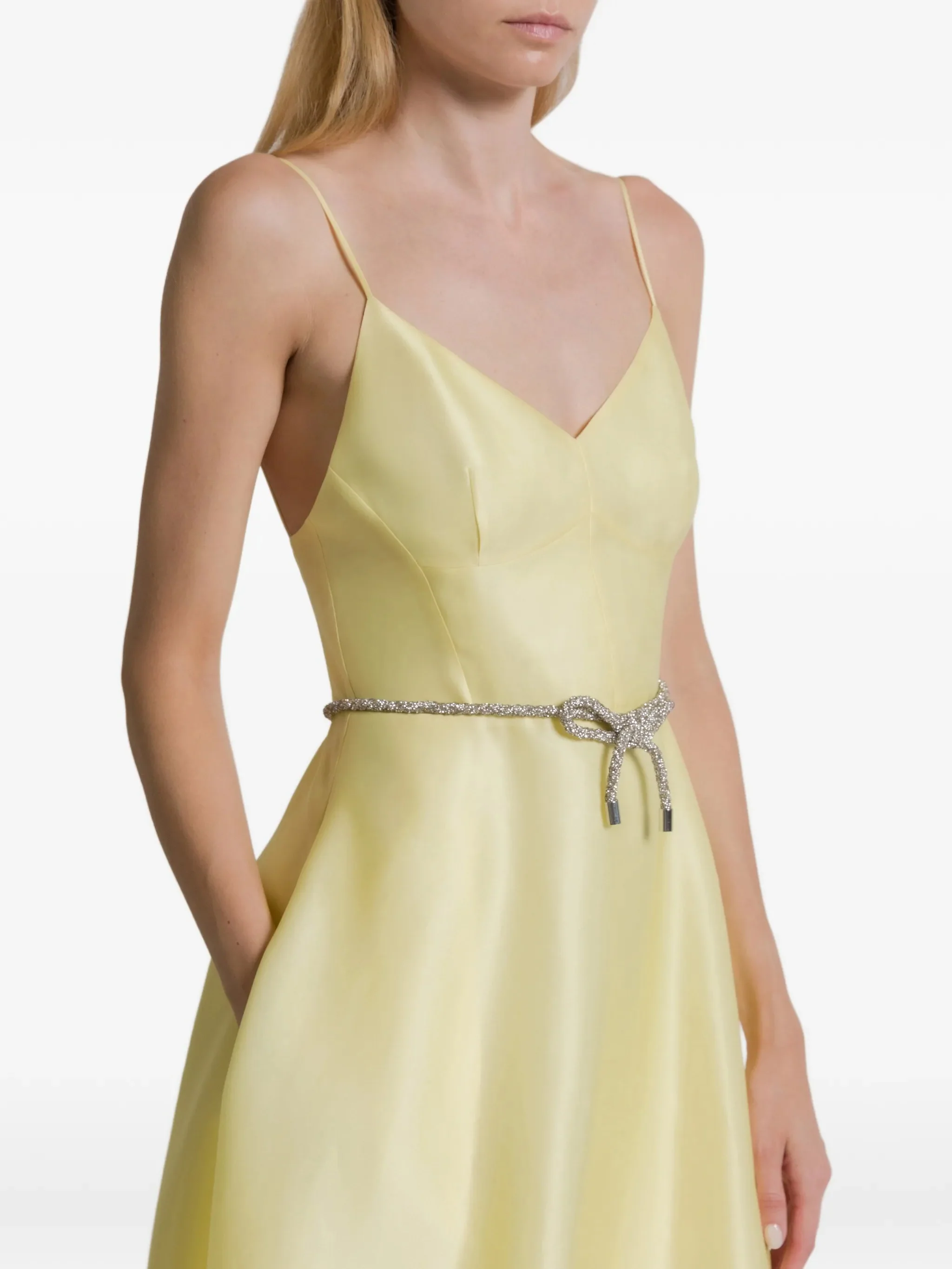 Black Abito Midi Flared Silk Dress - Image 4