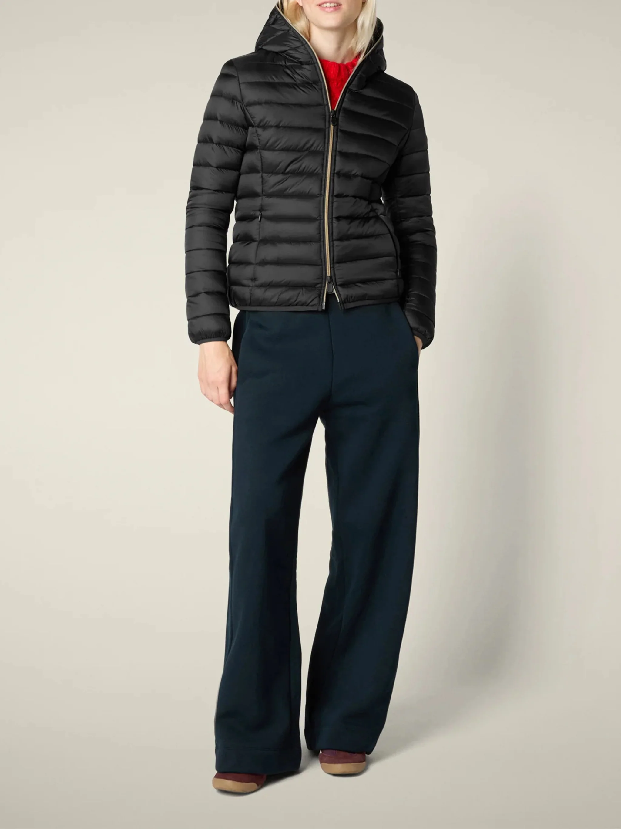 Black Alexa Lightweight Cropped Puffer Jacket - Image 2