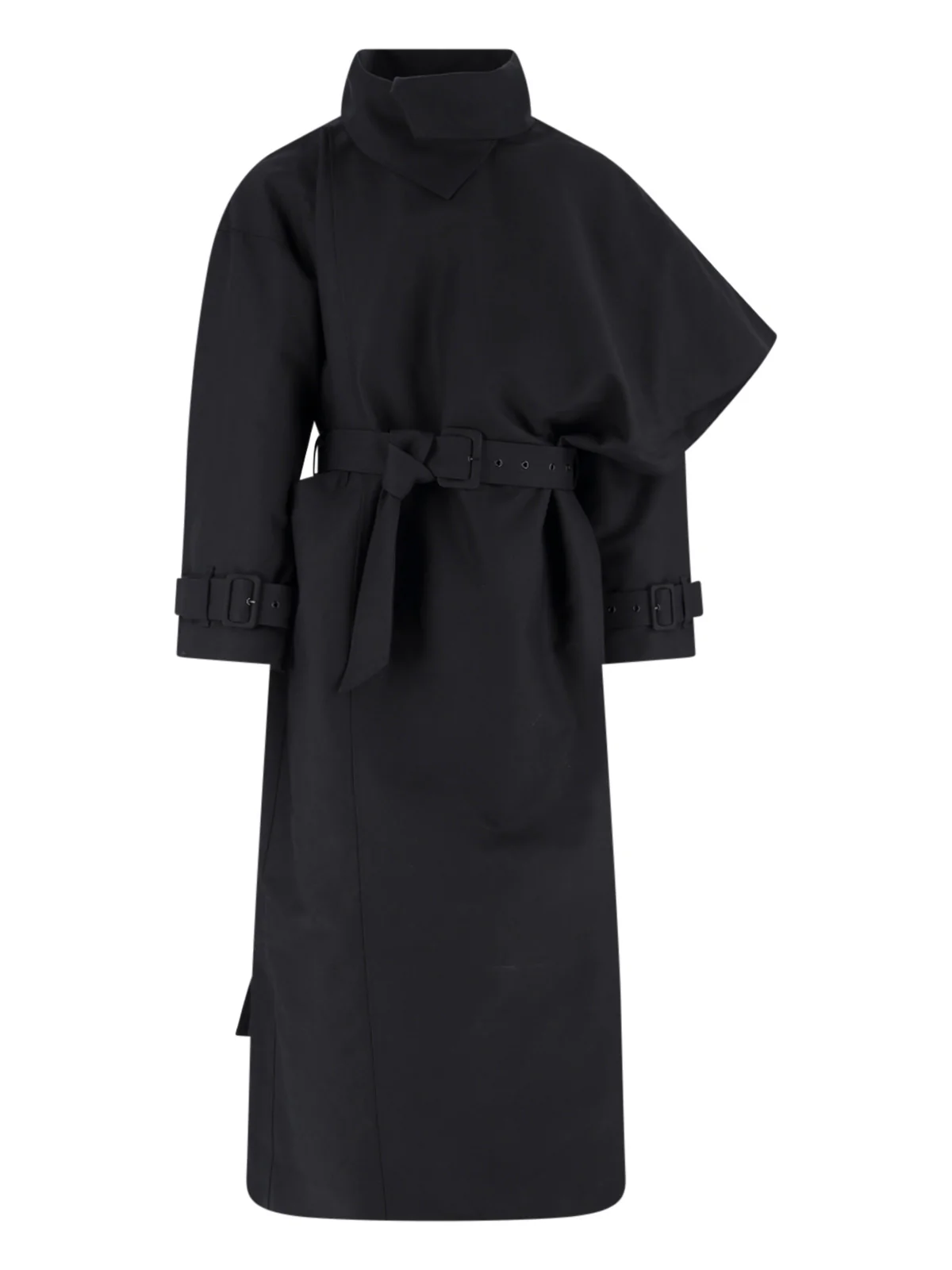 Black Asymmetrical Cape Overlay Jacket - Image 2