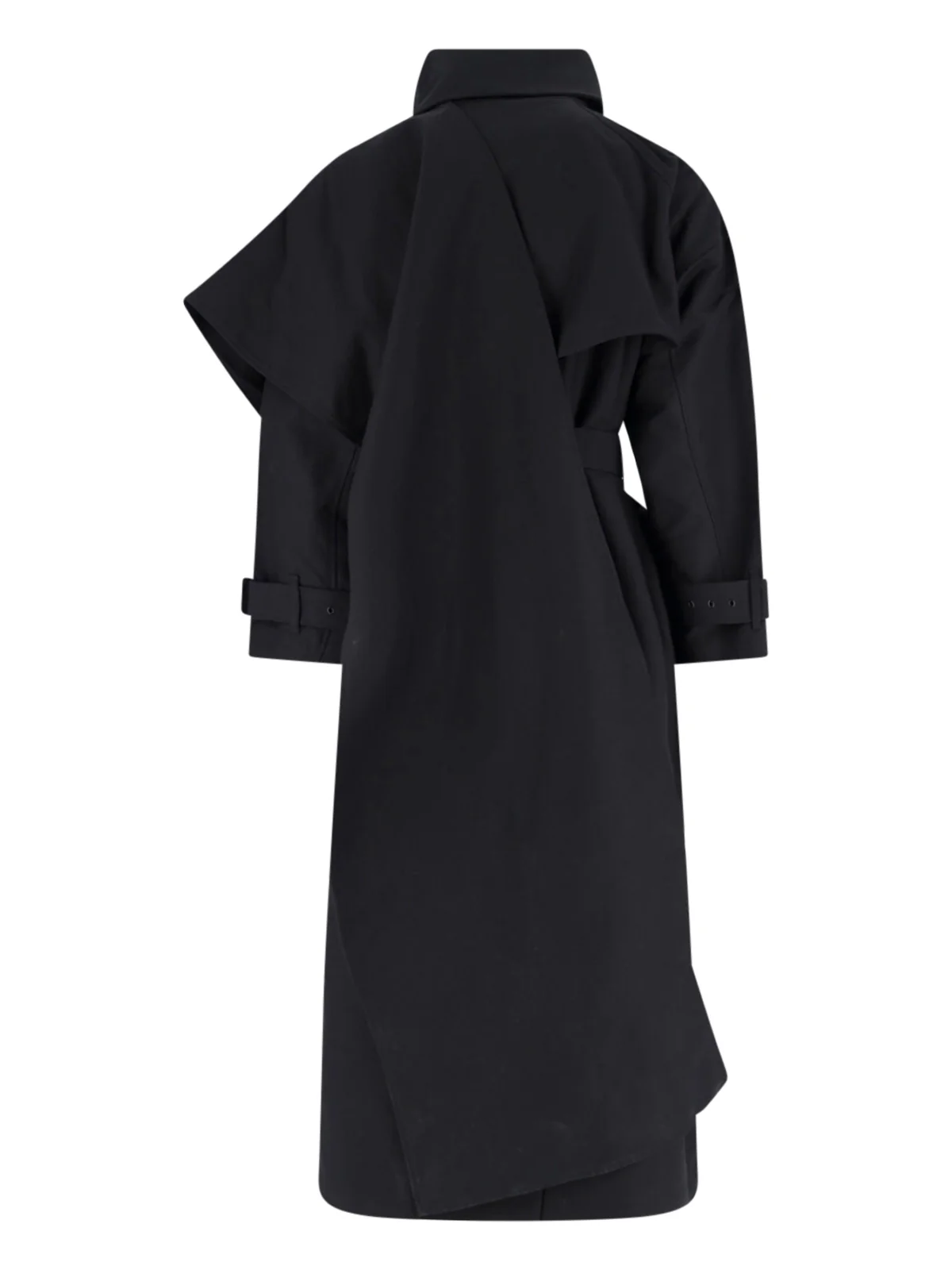 Black Asymmetrical Cape Overlay Jacket - Image 4