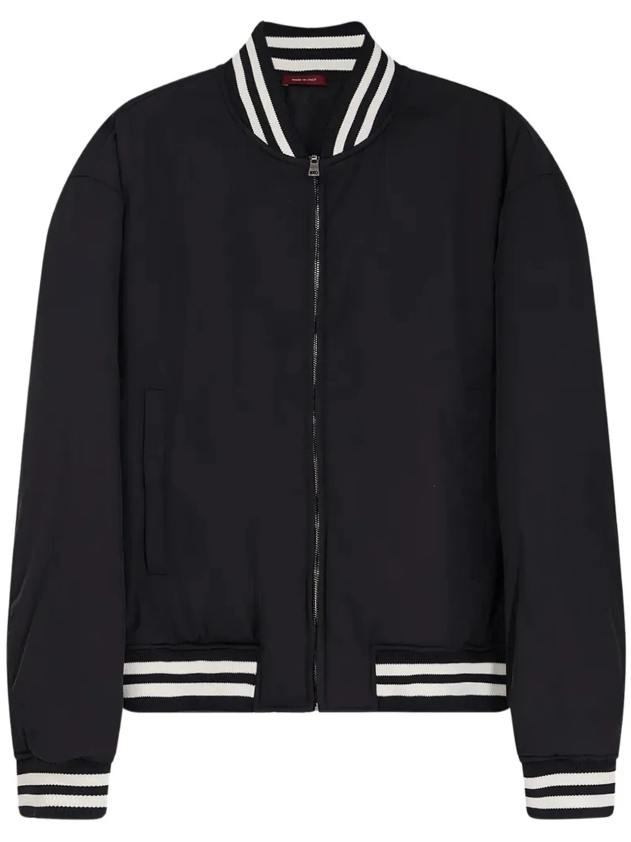 Black Blouson Ribbed Detail Bomber Jacket