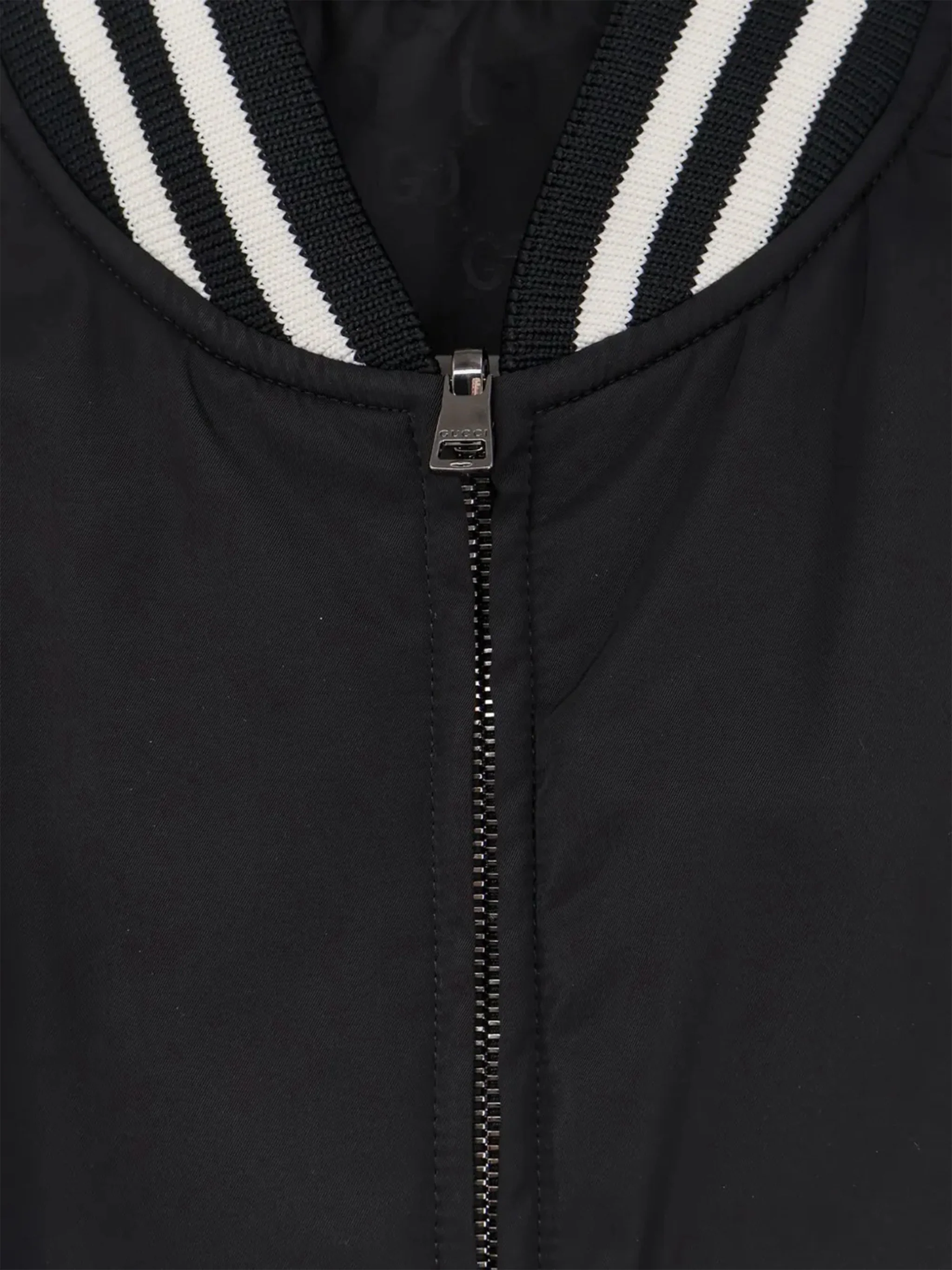 Black Blouson Ribbed Detail Bomber Jacket - Image 3