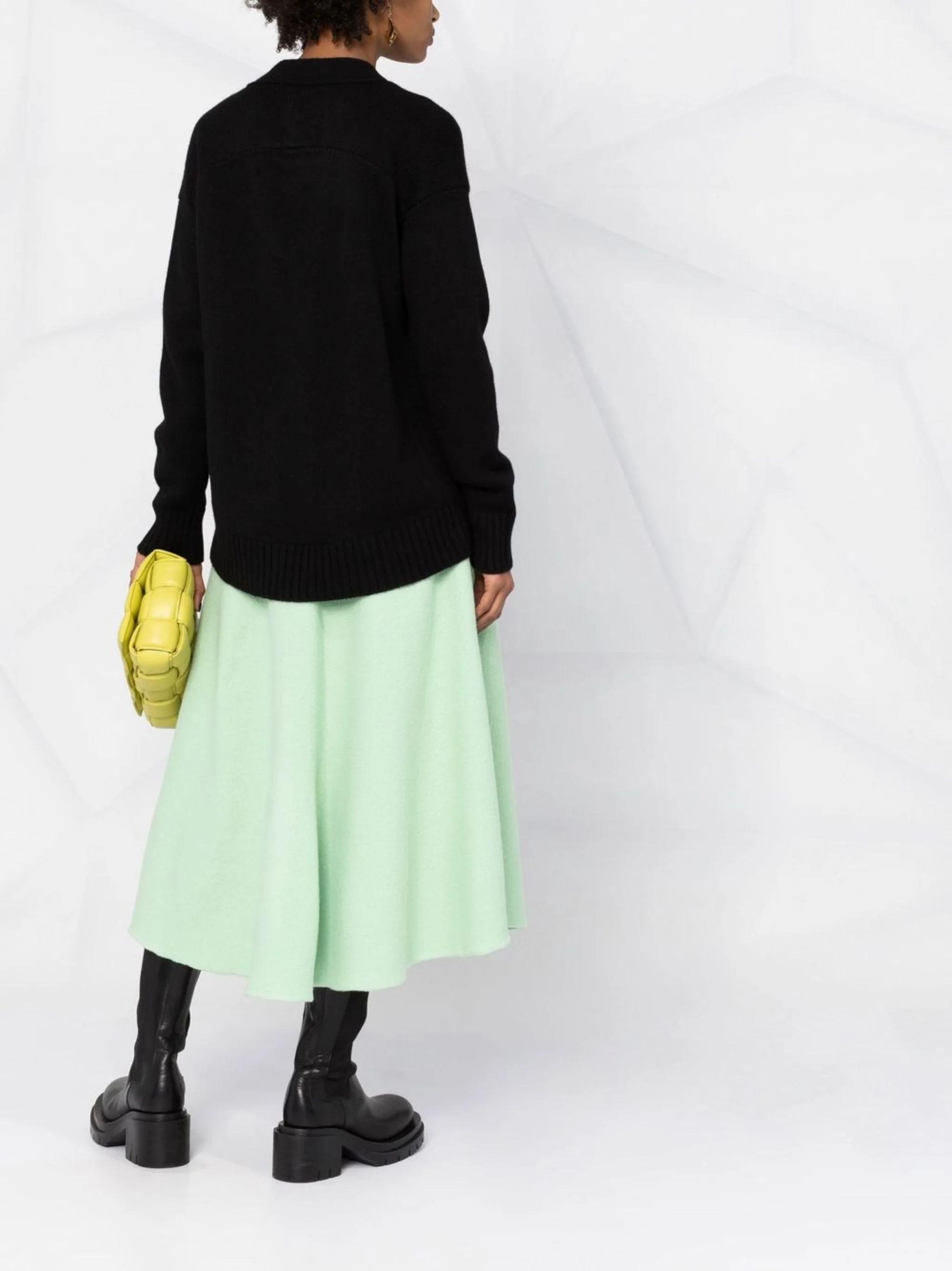 Black Boxy Cashmere V-Neck Cardigan - Image 4