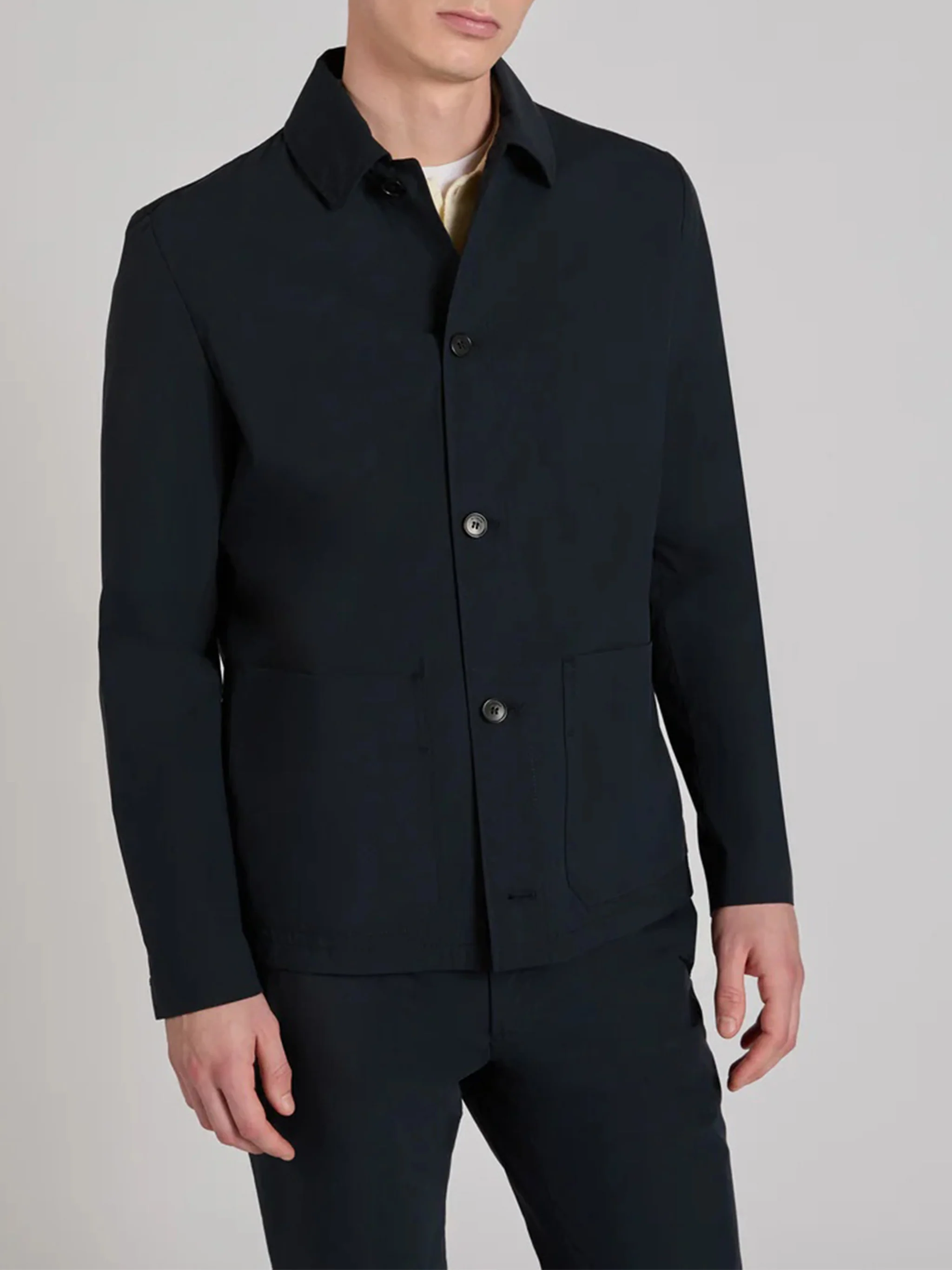 Black Button-Up Minimalist Cotton Jacket - Image 2