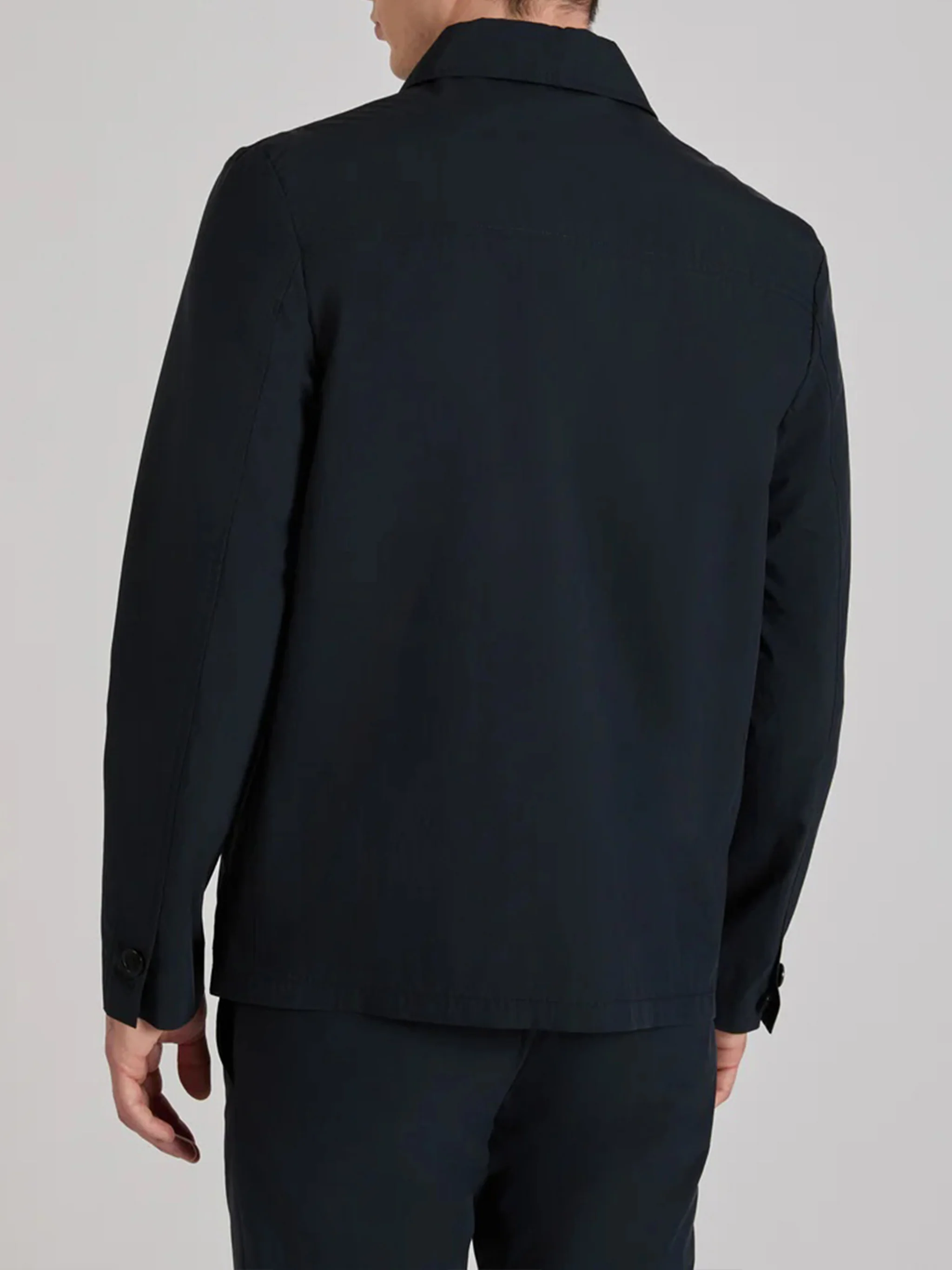 Black Button-Up Minimalist Cotton Jacket - Image 3